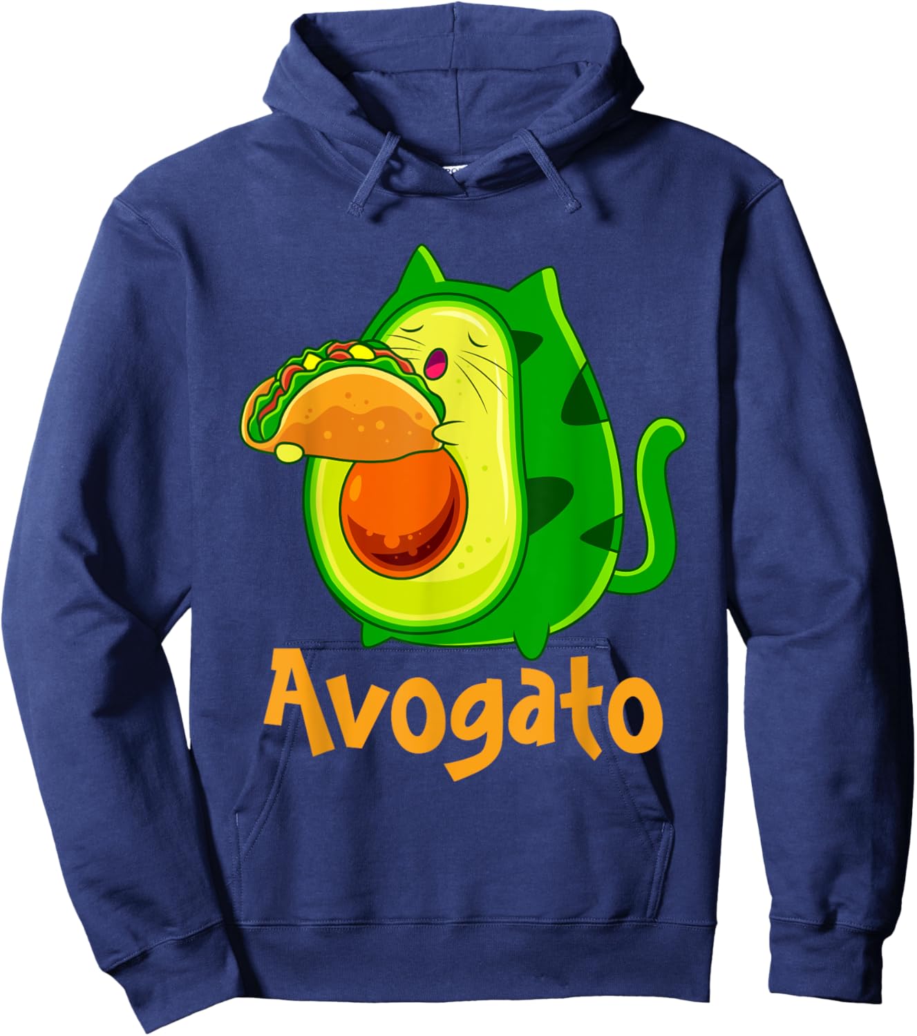 Avogato Avocato Cats Avocado with Taco Vegan Kitten Hoodie - Hoodie | Navy