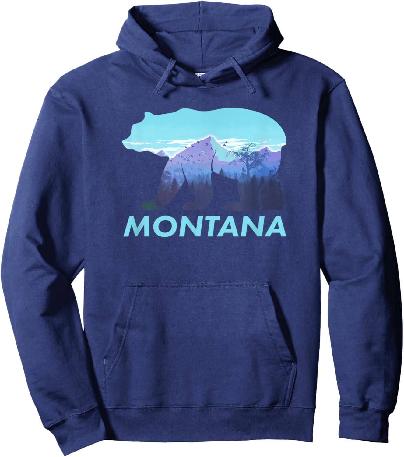 Montana Retro Vintage Outdoors Mountain Graphic Design Hoodie - Hoodie | Navy