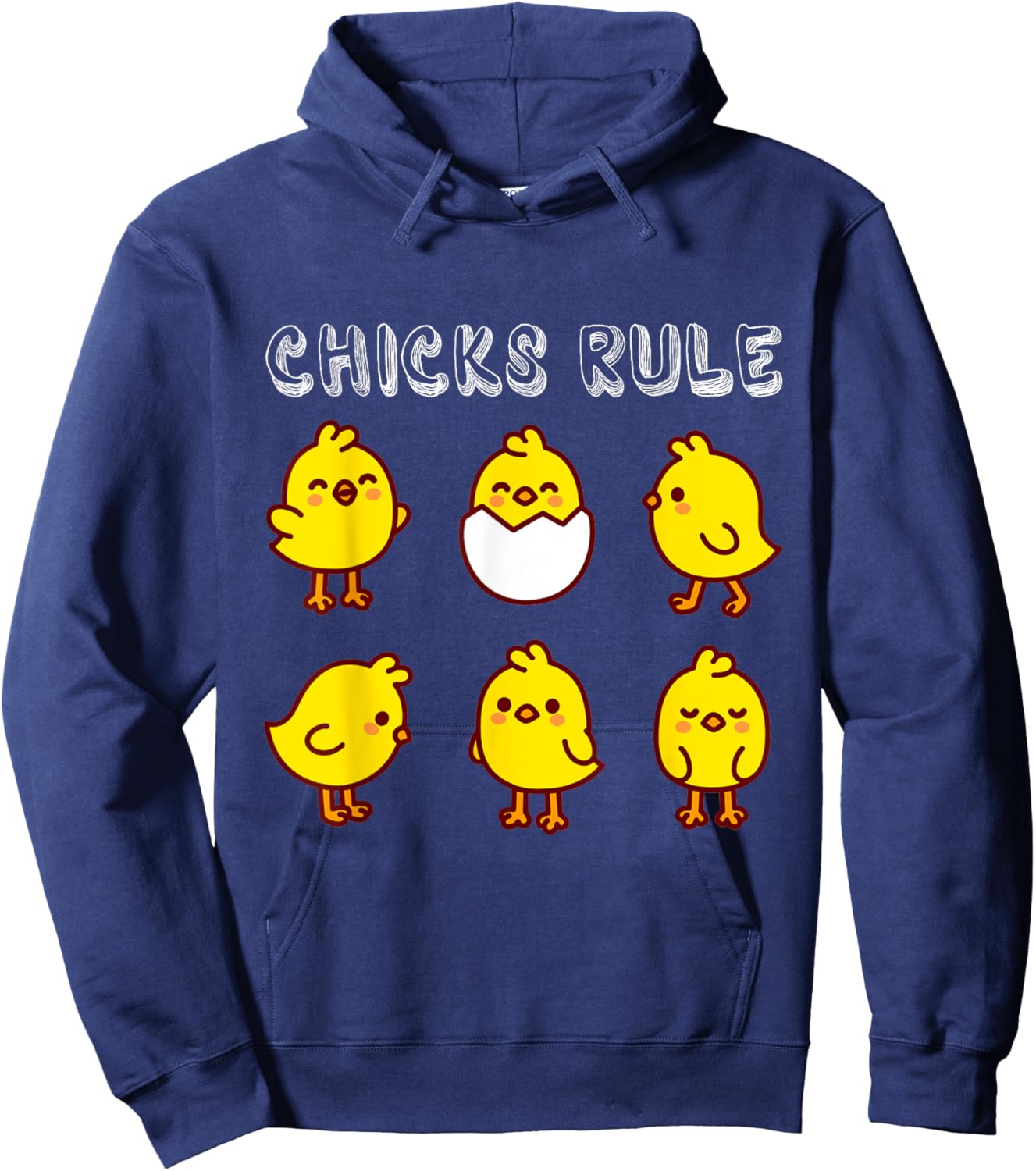 Chicks Rule Funny Happy Easter Day Women Ladies Girls Kids Hoodie - Hoodie | Navy