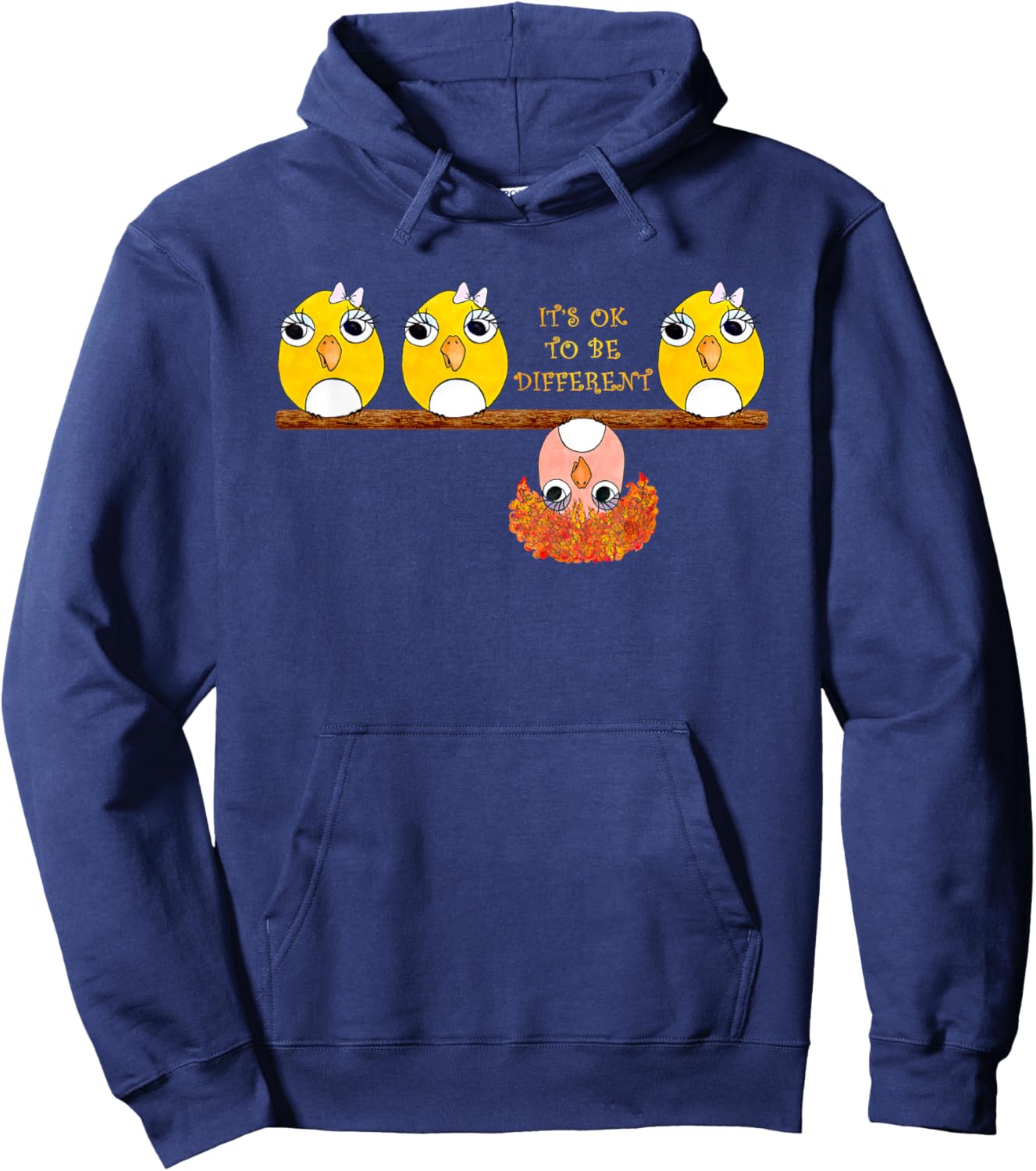It's OK To Be Different Birds on Branch Positive Girls Top Hoodie - Hoodie | Navy