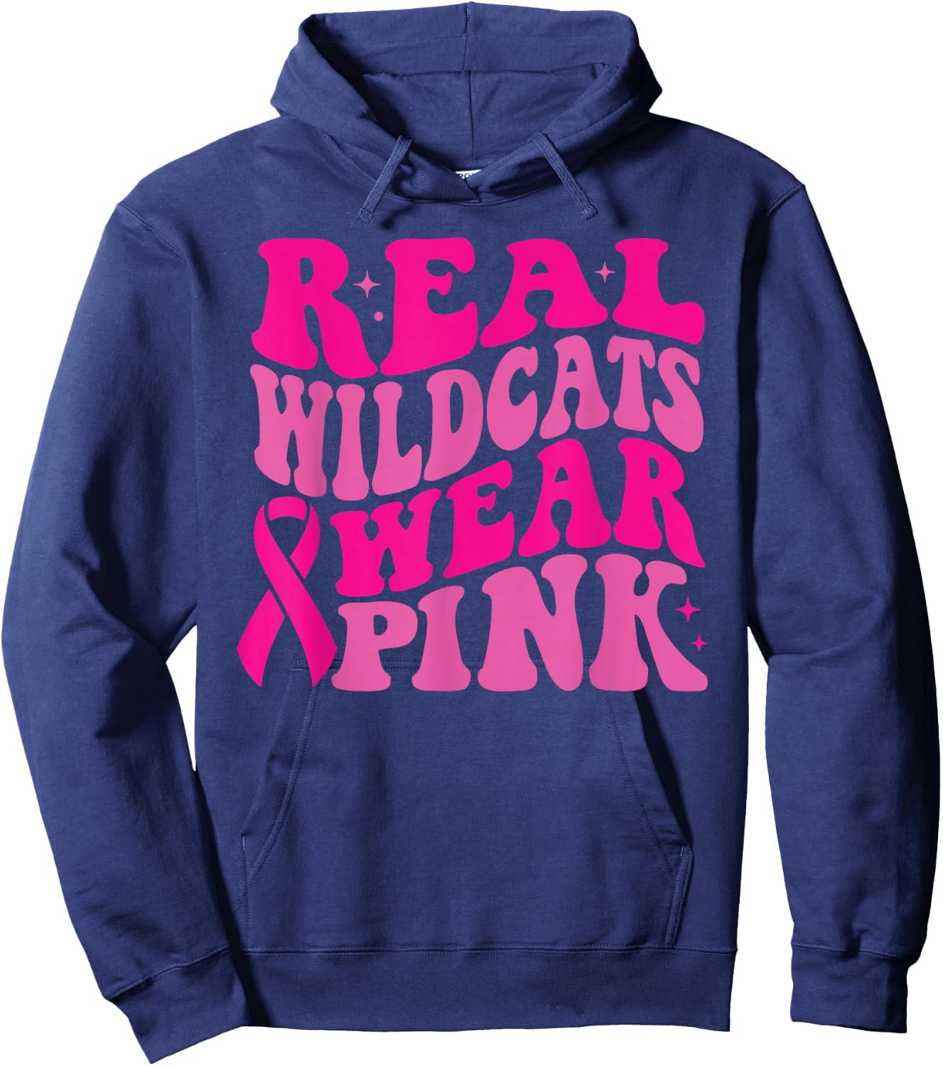 Real Wildcats Wear Pink Breast Cancer Awareness Hoodie - Hoodie | Navy
