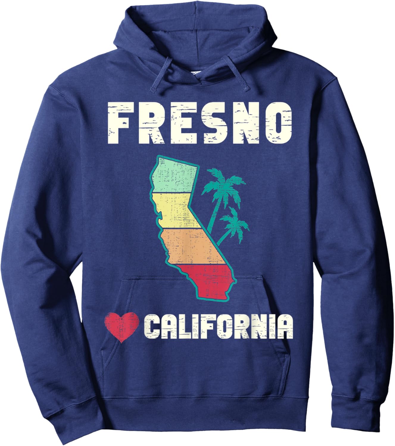 Retro Love Fresno California CA Cali Vintage Design Hoodie - Hoodie | Navy