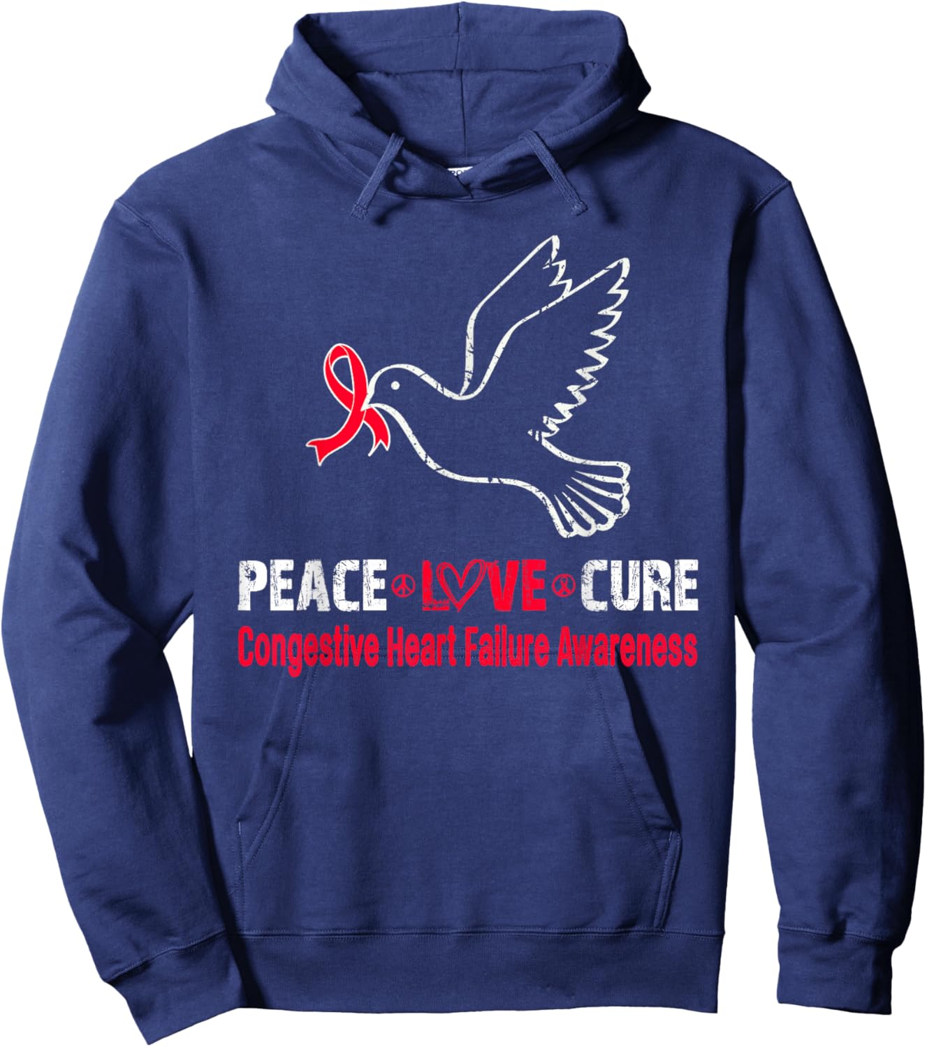 Peace Love Cure Congestive Heart Failure Awareness Hoodie - Hoodie | Navy