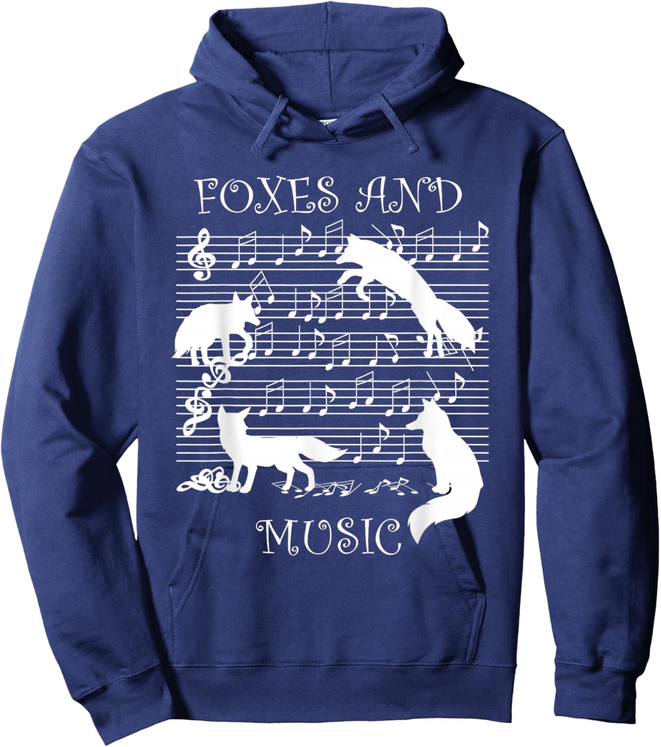 Foxes and Music Note Musician Fox Wildlife Hoodie - Hoodie | Navy