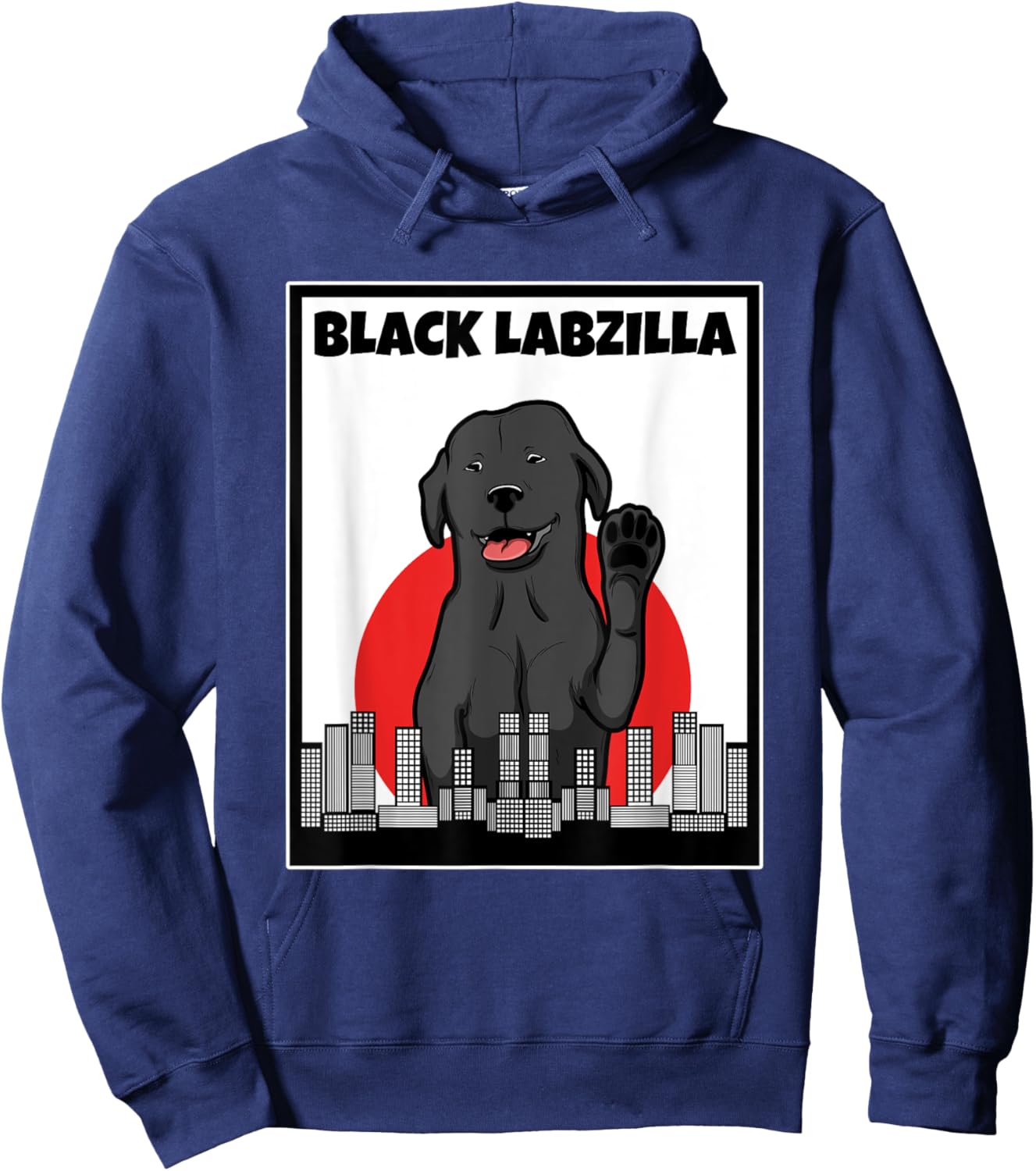 Black labzilla | Funny Lab Labrador Retriever Dogs Trendy Hoodie - Hoodie | Navy