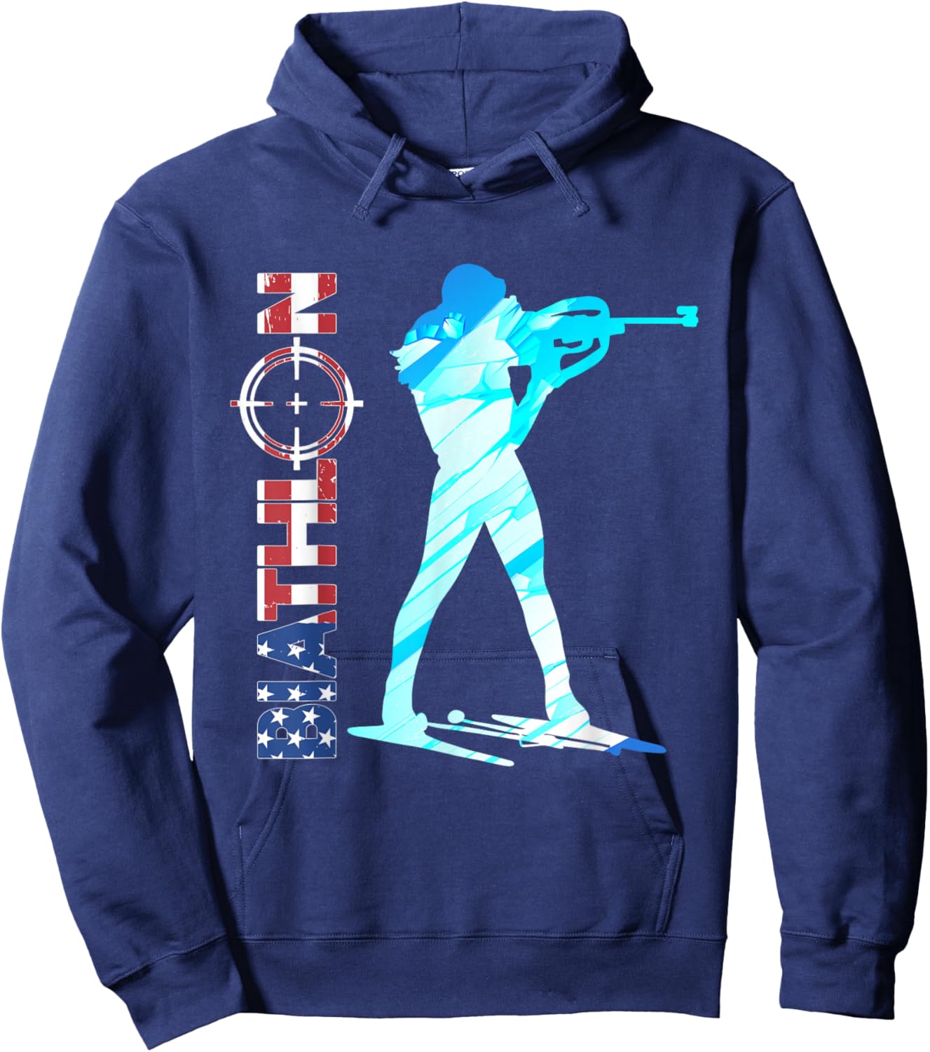 Biathlon USA Flag Apparel American Cross-Country Skiing Women Men Hoodie - Hoodie | Navy