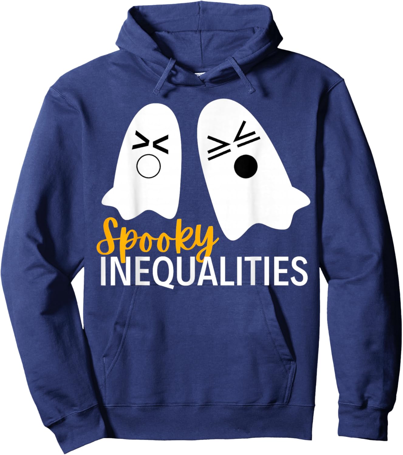Spooky Ghost Inequalities Funny Halloween Math Teacher Hoodie - Hoodie | Navy