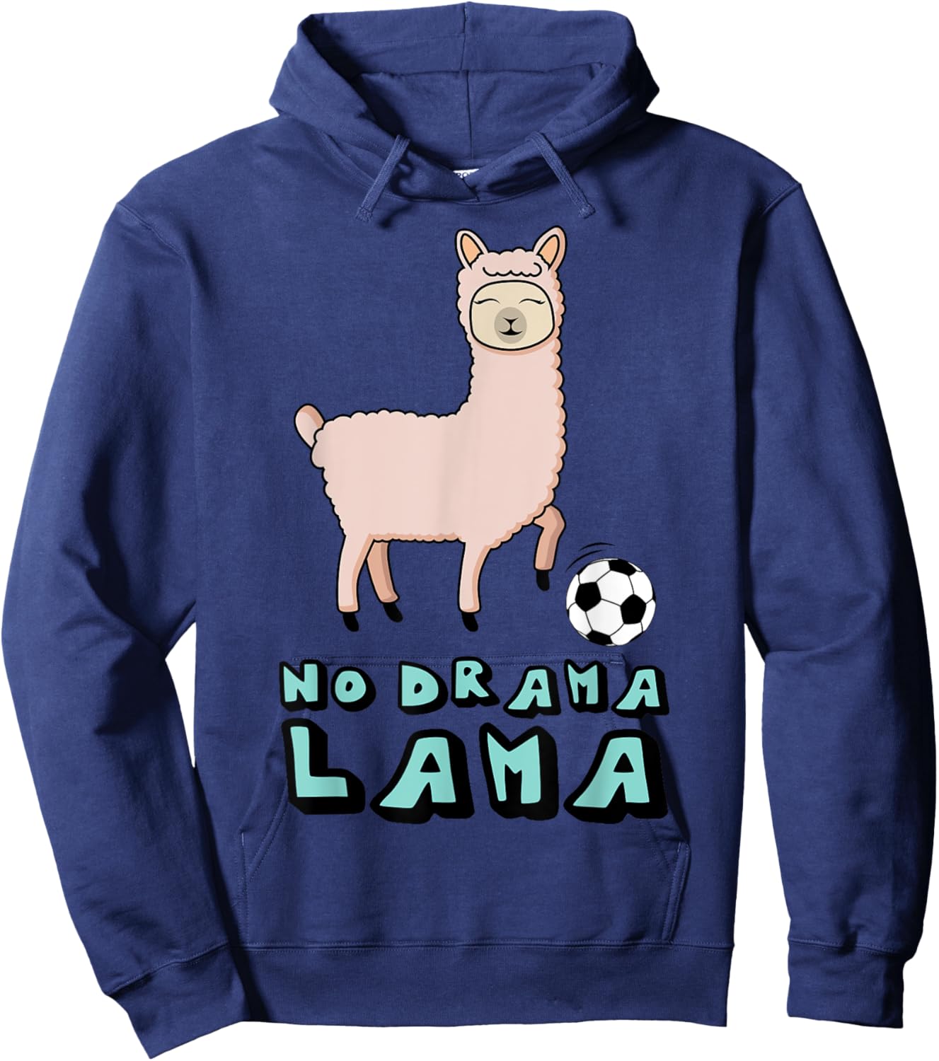 Cool Llama With Soccer Ball No Drama Lama Soccer Player Boys Hoodie - Hoodie | Navy