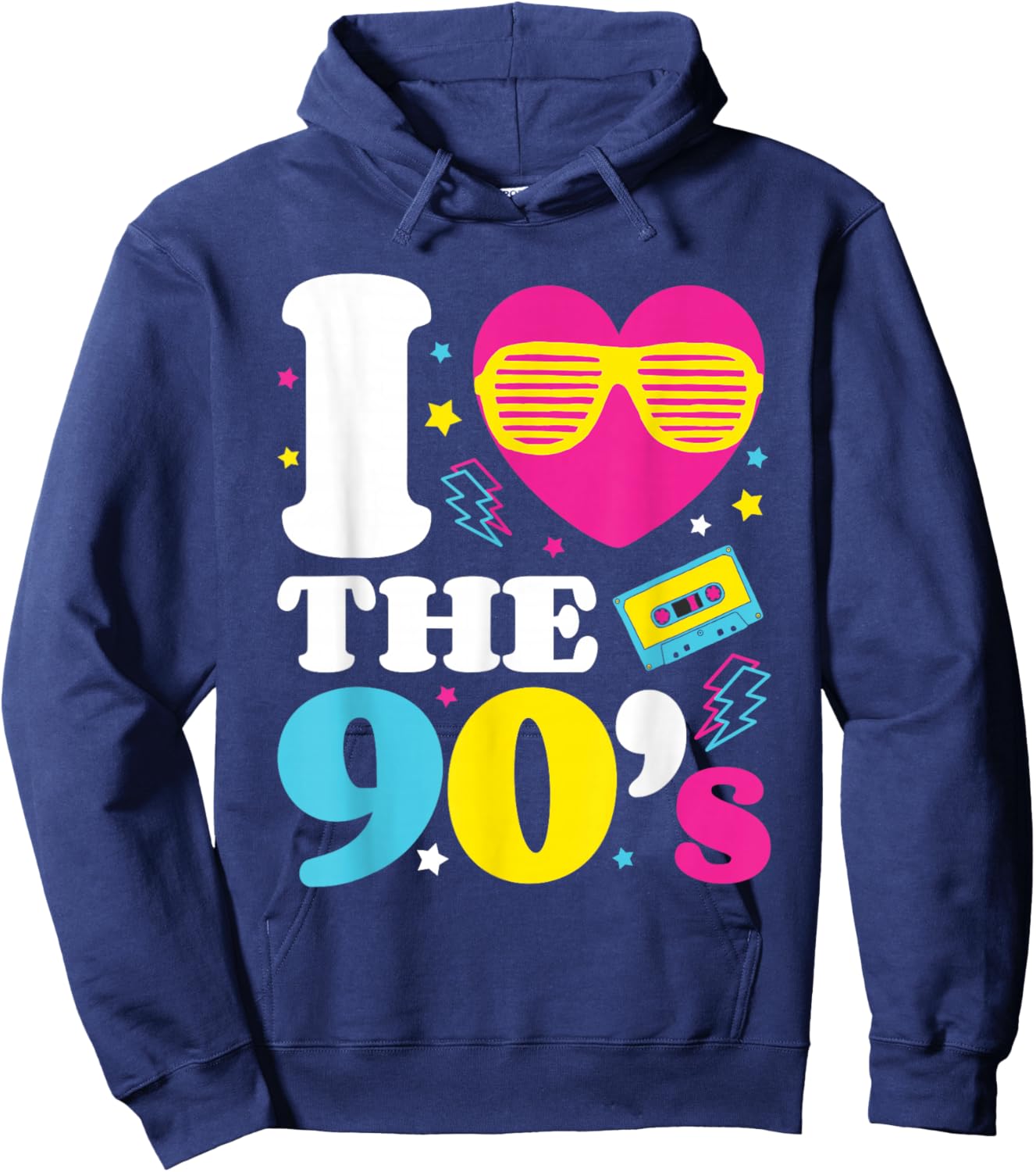1990's 90s I Heart The Nineties Hoodie - Hoodie | Navy