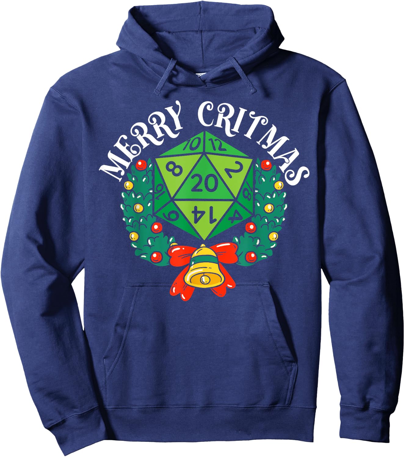 Merry Critmas RPG Gaming D20 Games Funny RPG Gamer Hoodie - Hoodie | Navy
