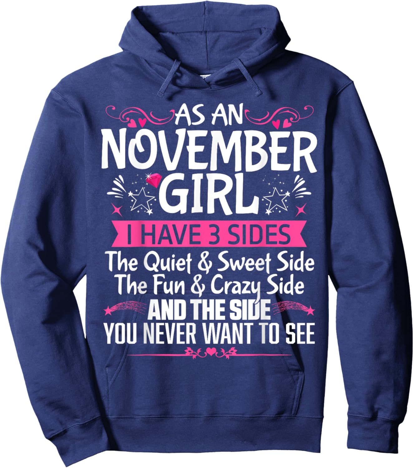 November Queen Born in November Cute Birthday November Girl Hoodie - Hoodie | Navy