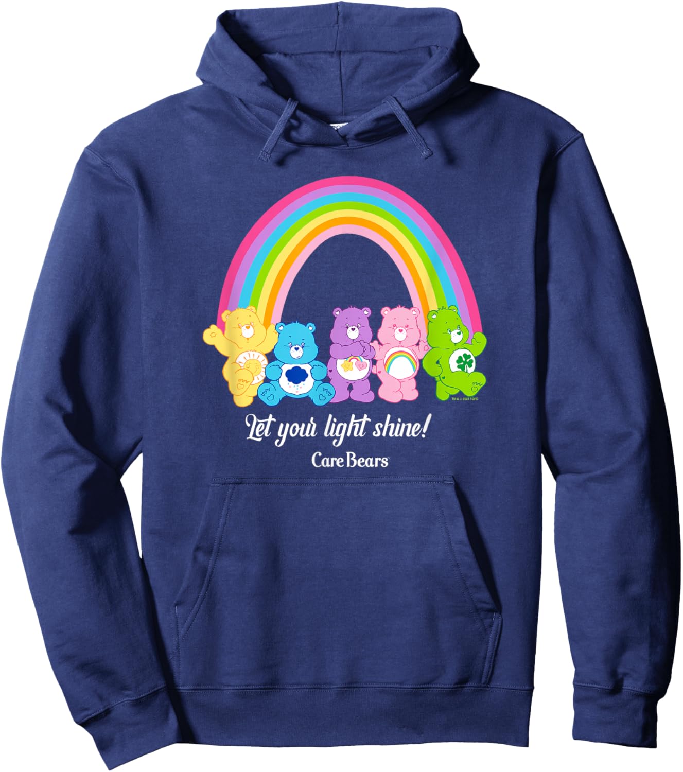 Care Bears Let Your Light Shine Vintage Rainbow Group Poster Hoodie - Hoodie | Navy