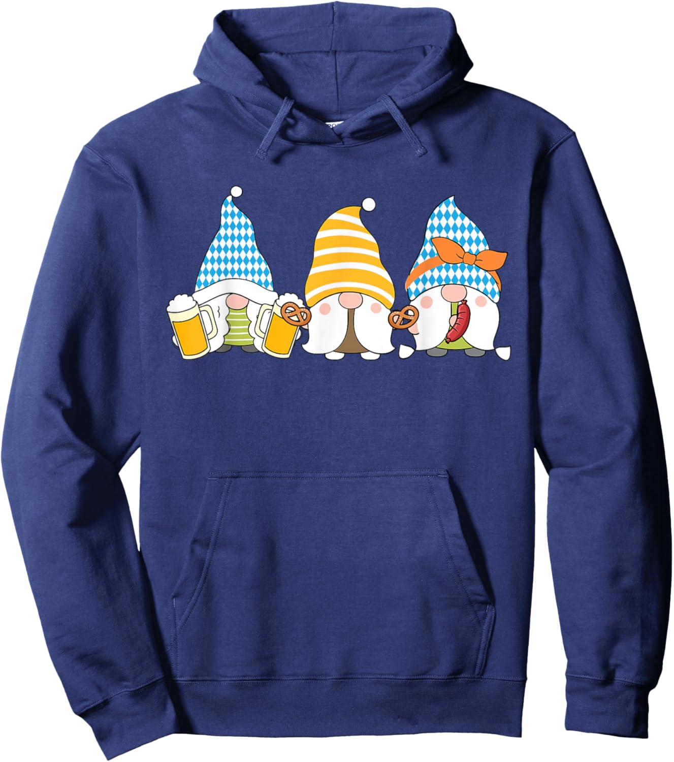 Gnomes Eating Oktoberfest Prfetzel Sausage Bratwurst German Hoodie - Hoodie | Navy
