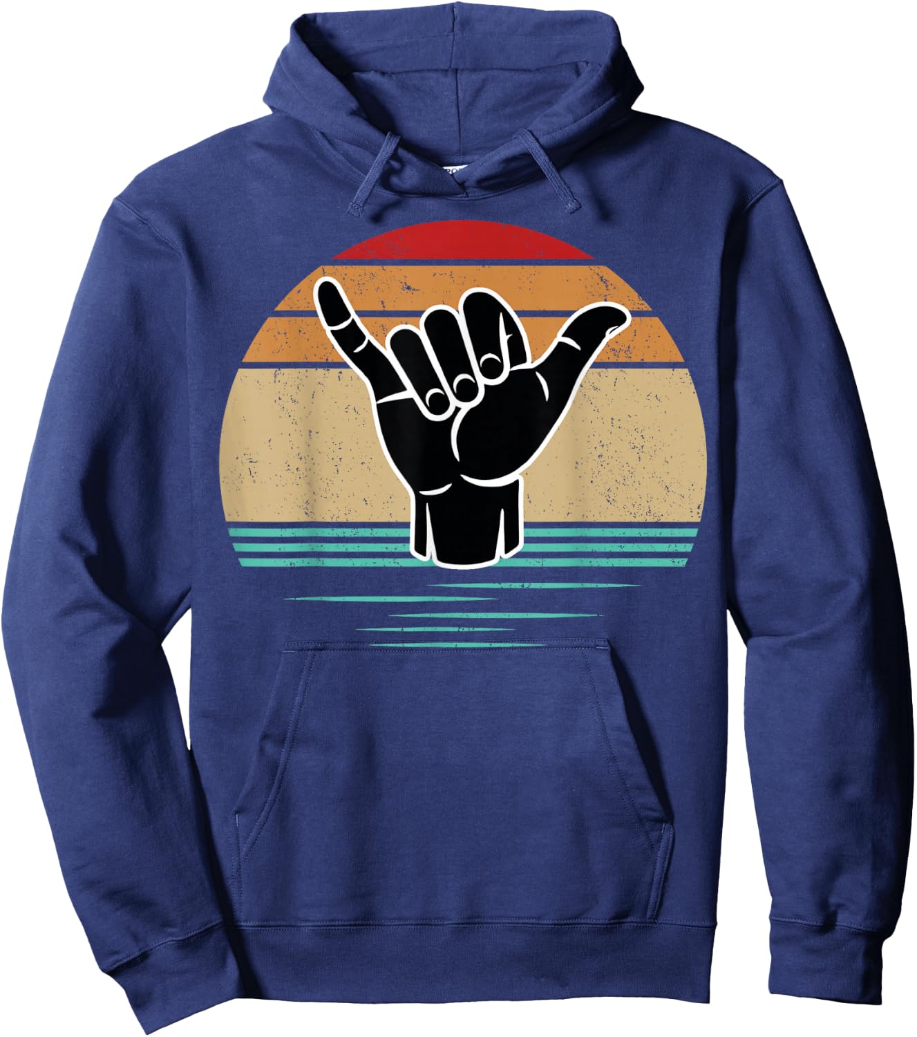Funny Surfer Hand Gesture Shaka Vintage Retro Surfing Hoodie - Hoodie | Navy
