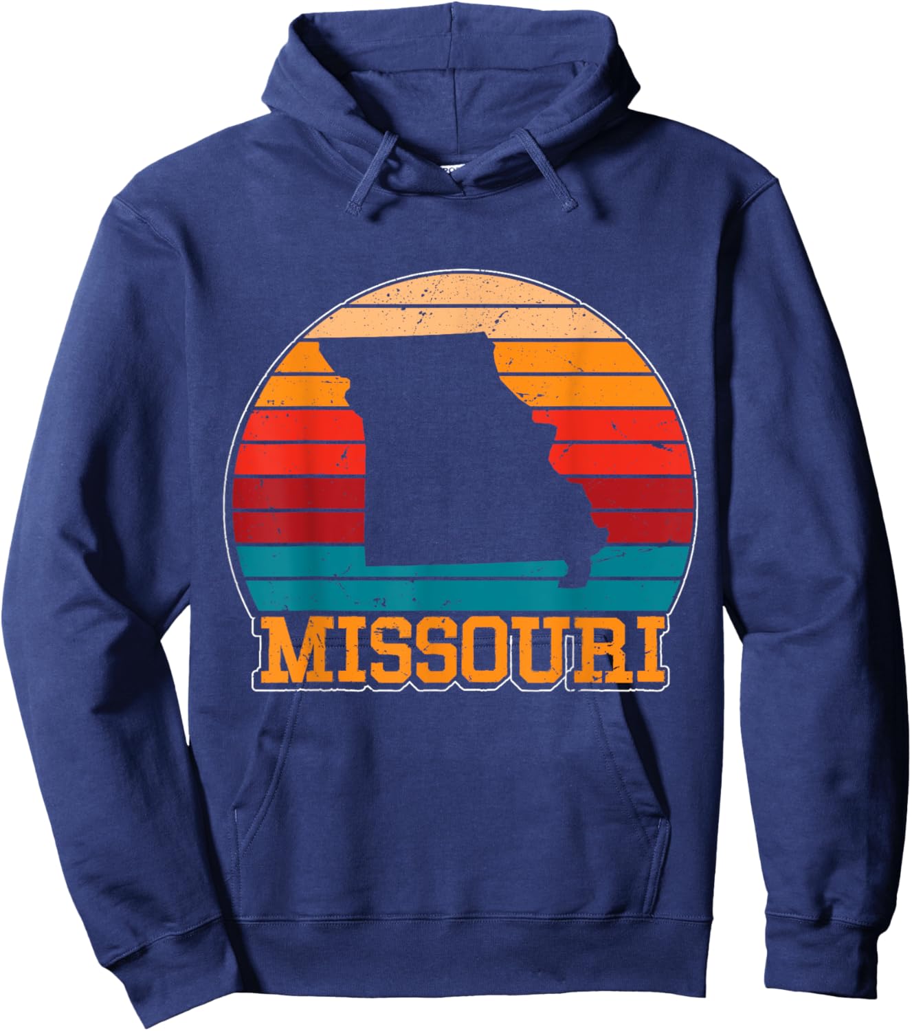 Missouri Retro Vintage Sunset US State Missouri Silhouette Hoodie - Hoodie | Navy