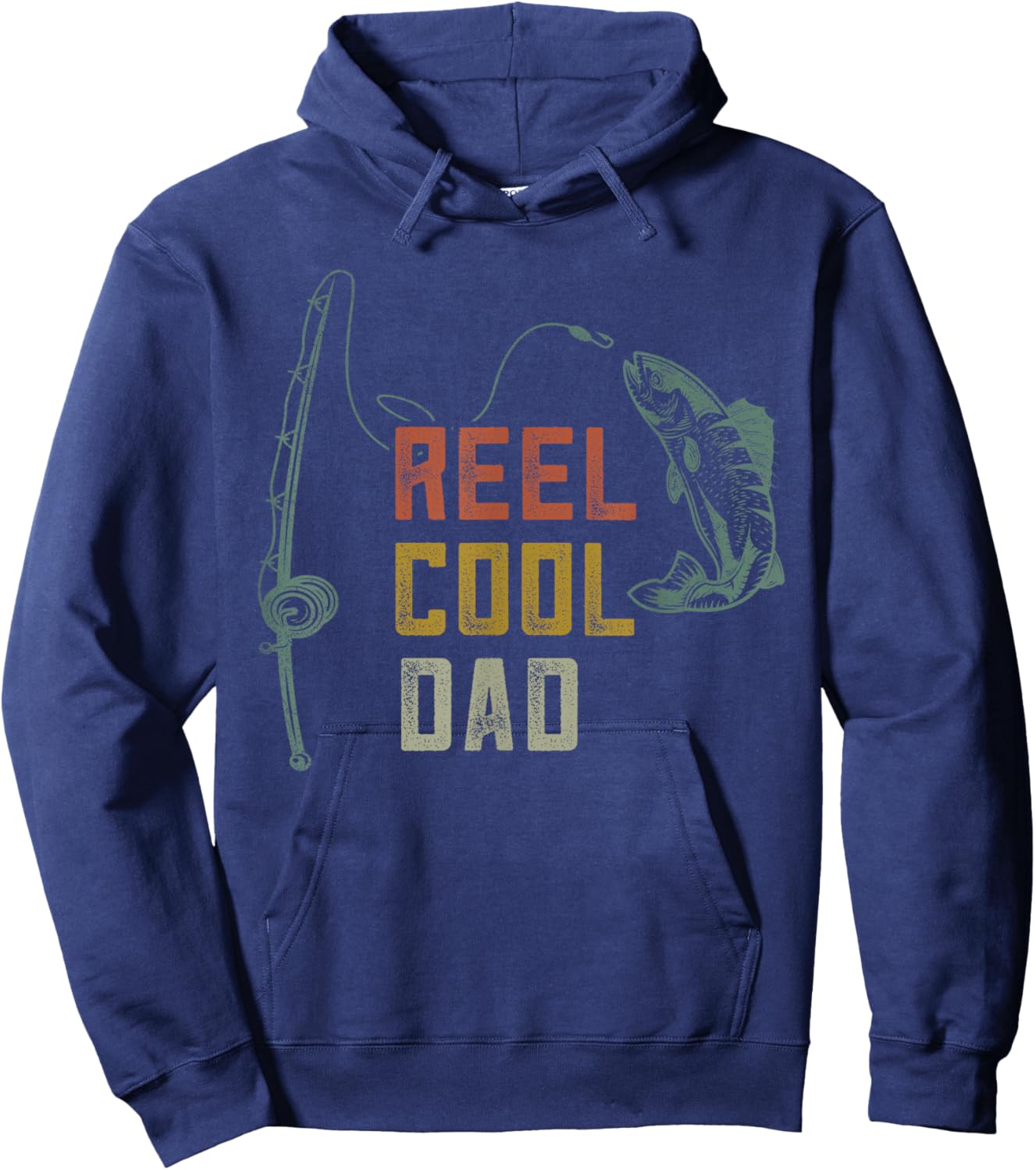 Reel Cool Dad Fishing Shirts, Funny Fathers Day Fisher Daddy Hoodie - Hoodie | Navy