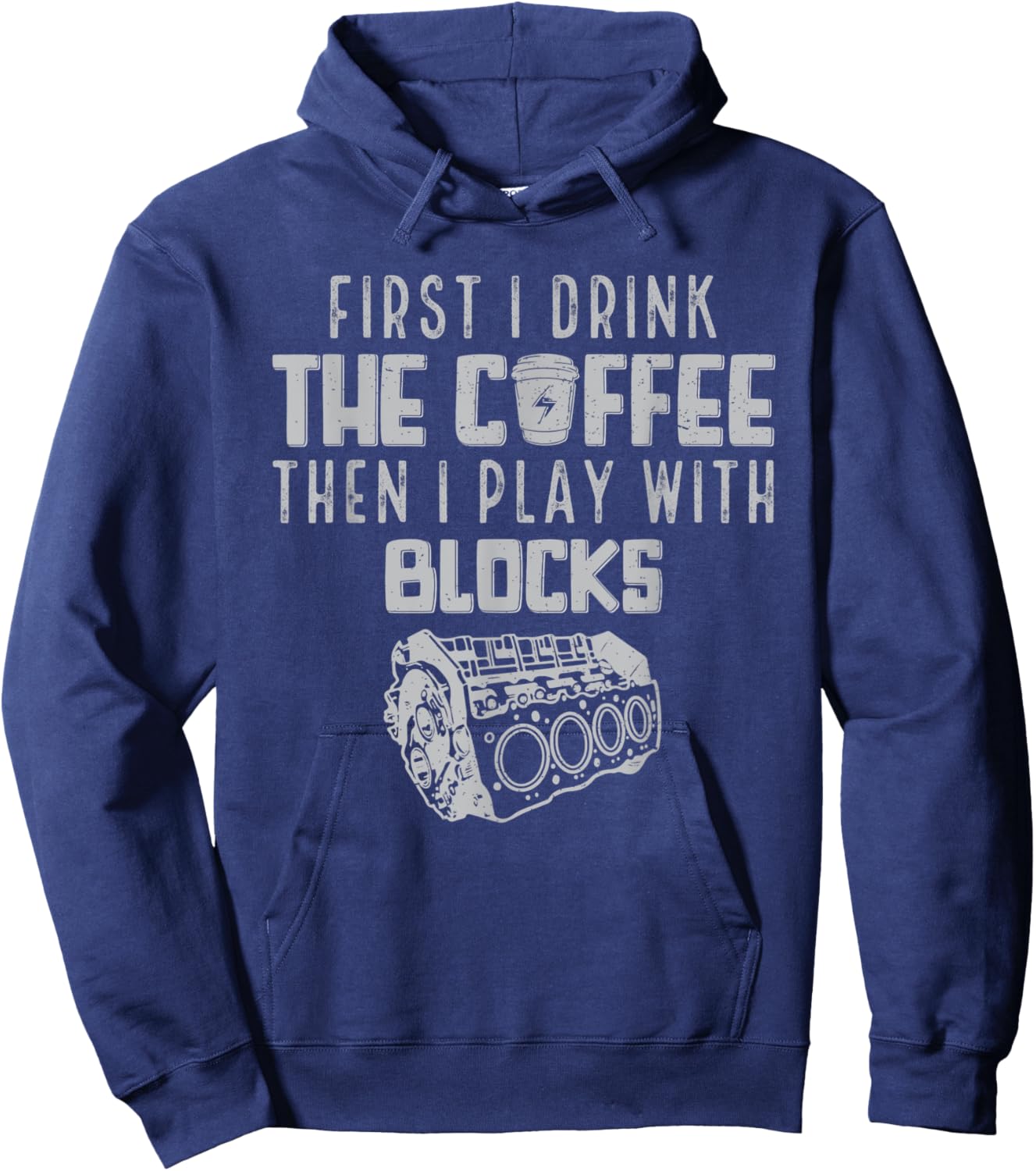 Funny Play With Blocks Enginemen Coffee Lovers Novelty Hoodie - Hoodie | Navy