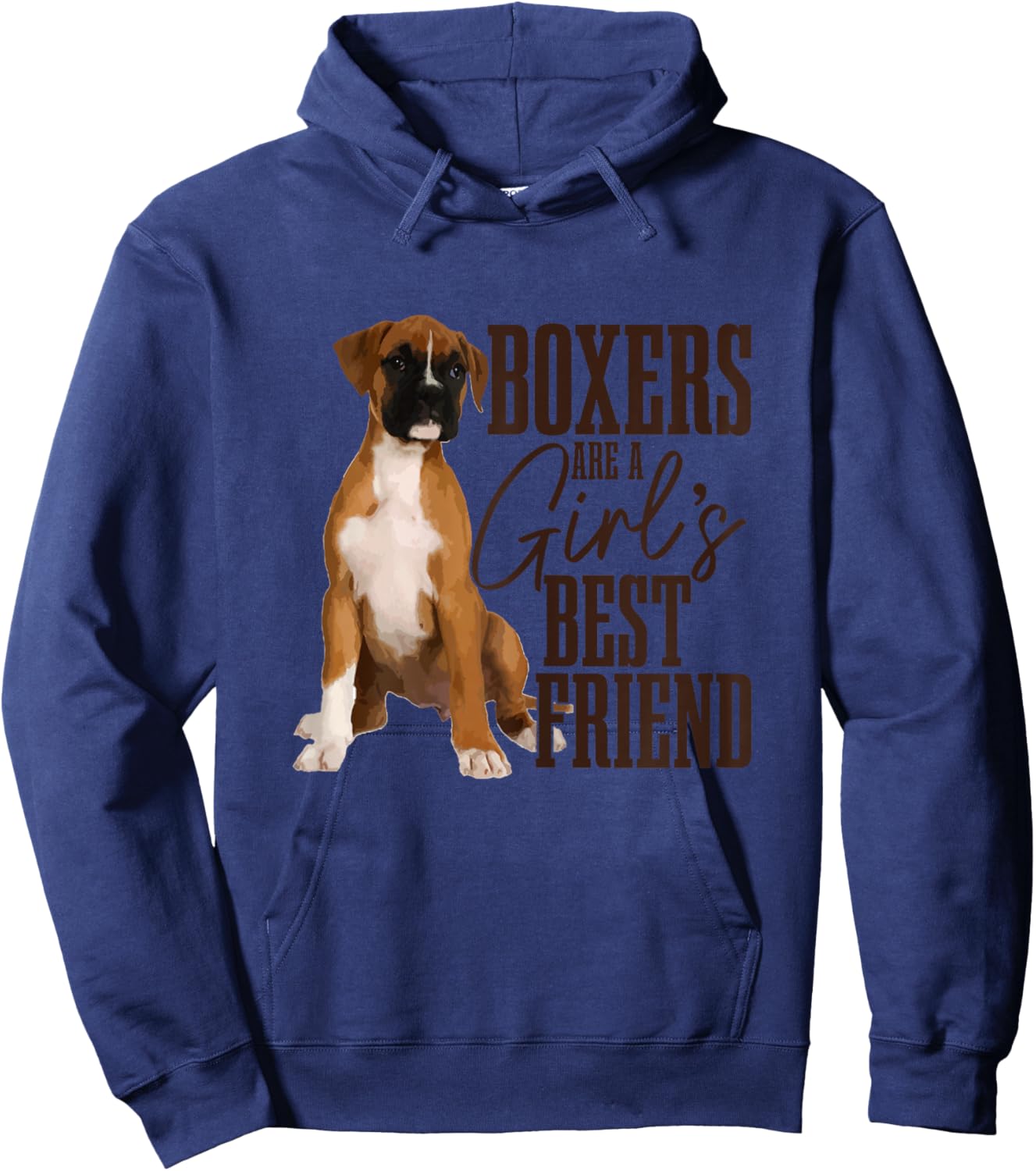Boxers are A Girls Best Friend Funny Dog Boxer Mom Hoodie - Hoodie | Navy