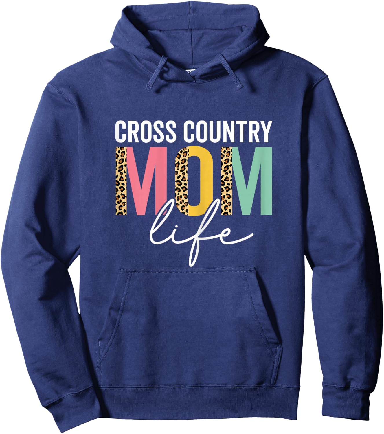 Cross Country Mom Life Funny Mom Leopard Cross Country Mama Hoodie - Hoodie | Navy