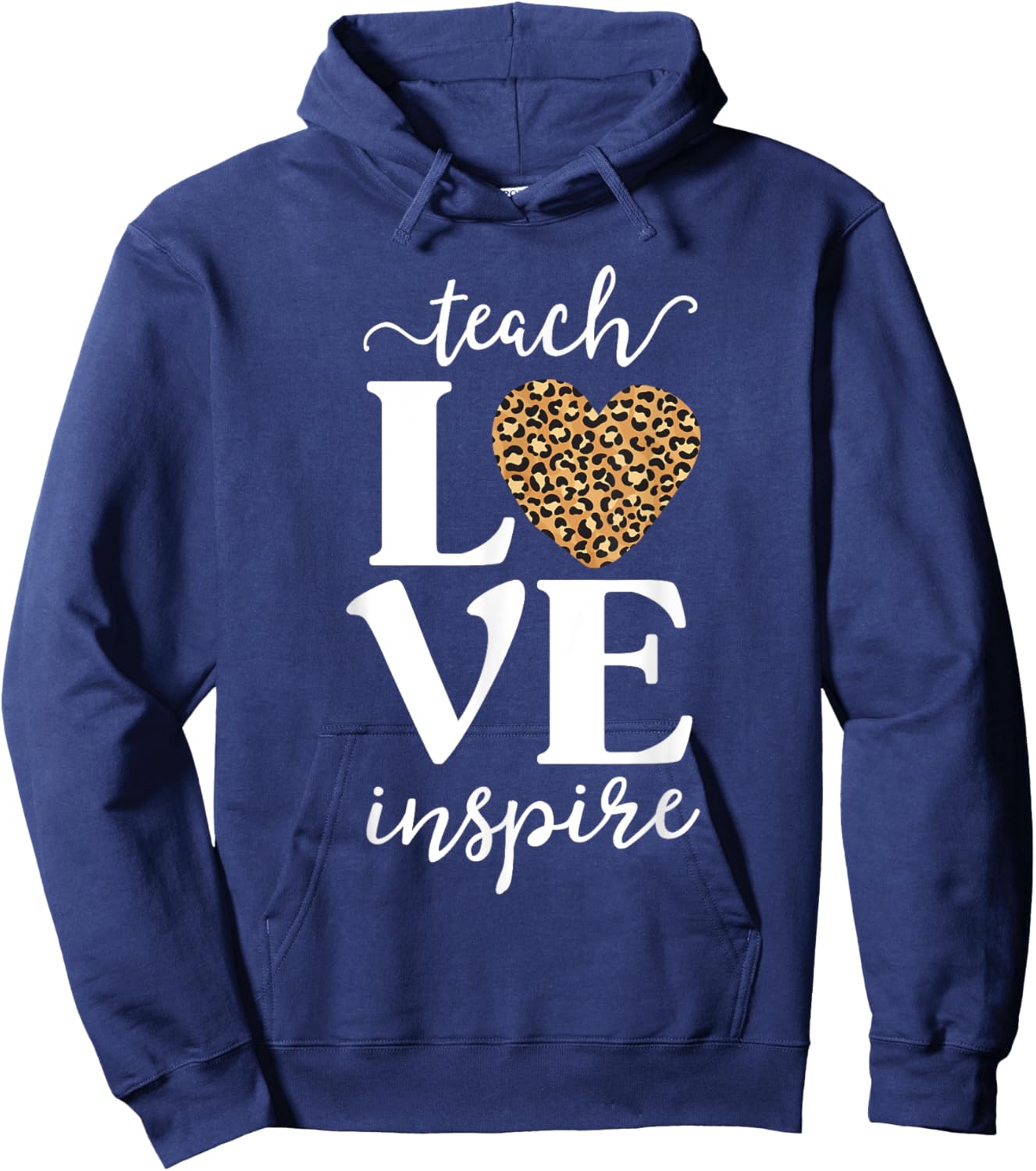 Love Leopard Print Teacher Cheetah School Inspire Teach Women Girls Kids Hoodie - Hoodie | Navy