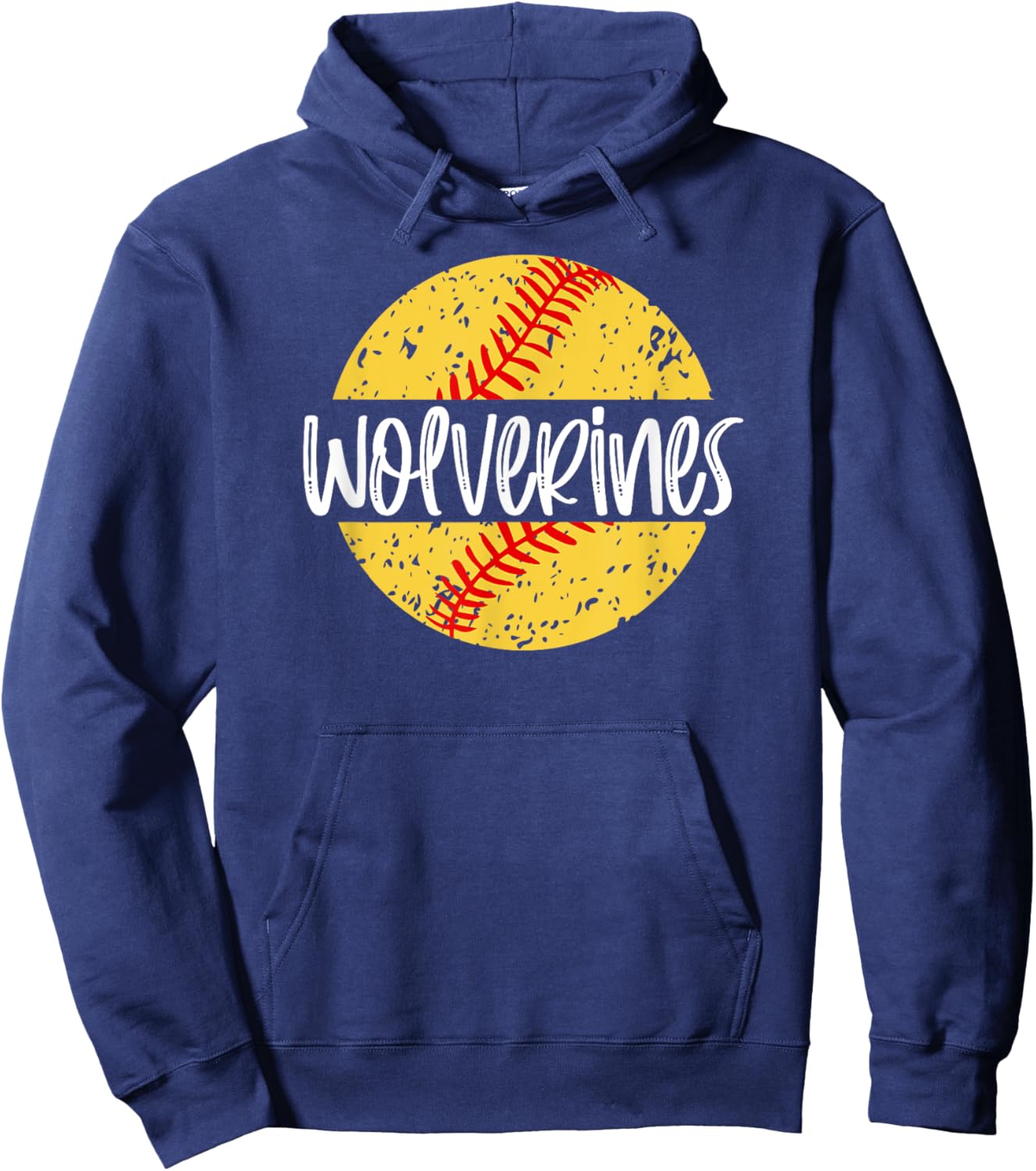 Wolverines Softball Team Mascot School Spirit Game Day Hoodie - Hoodie | Navy