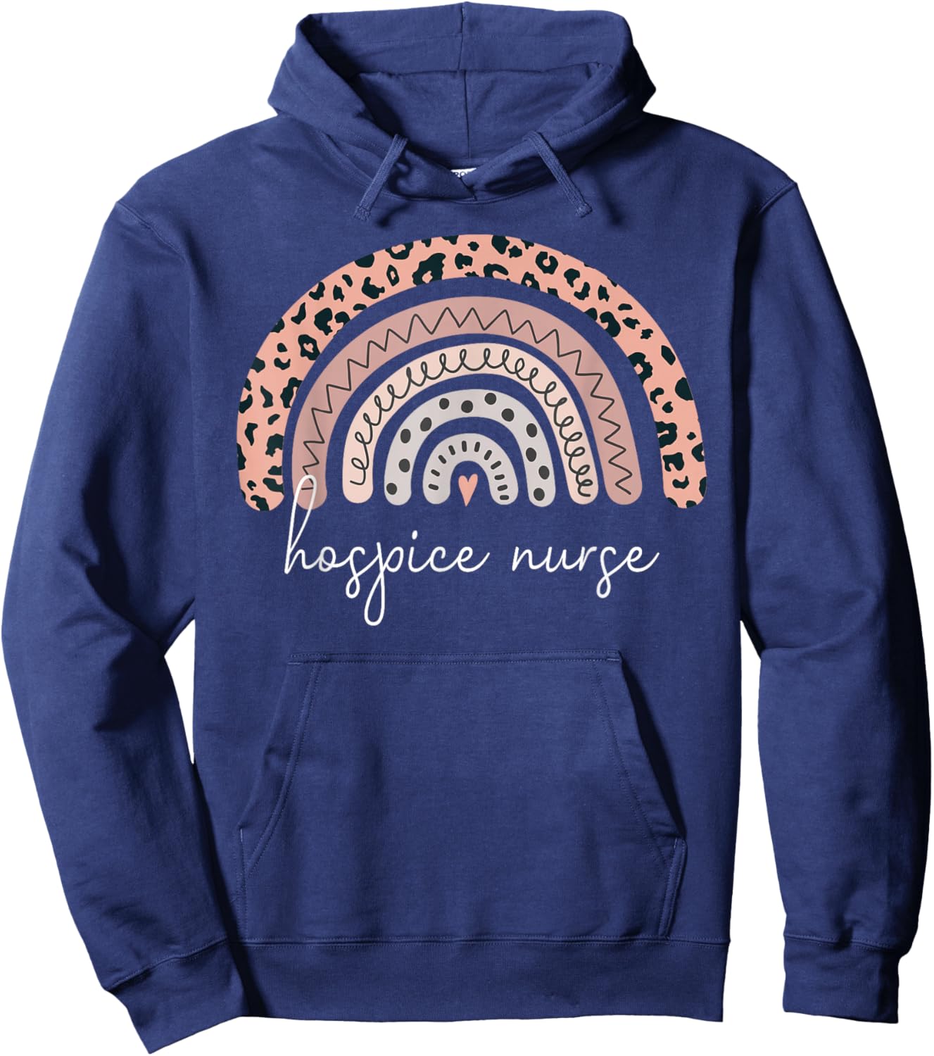 Hospice Nurse Leopard Rainbow Graduation Medical Nursing RN Hoodie - Hoodie | Navy