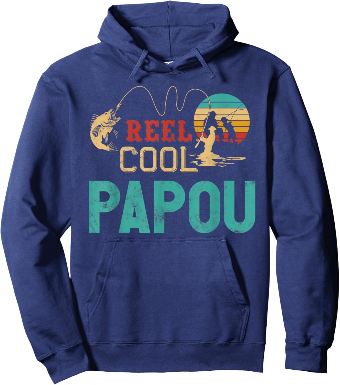 Reel Cool Papou vintage funny fishing rod gifts for Papou Hoodie - Hoodie | Navy