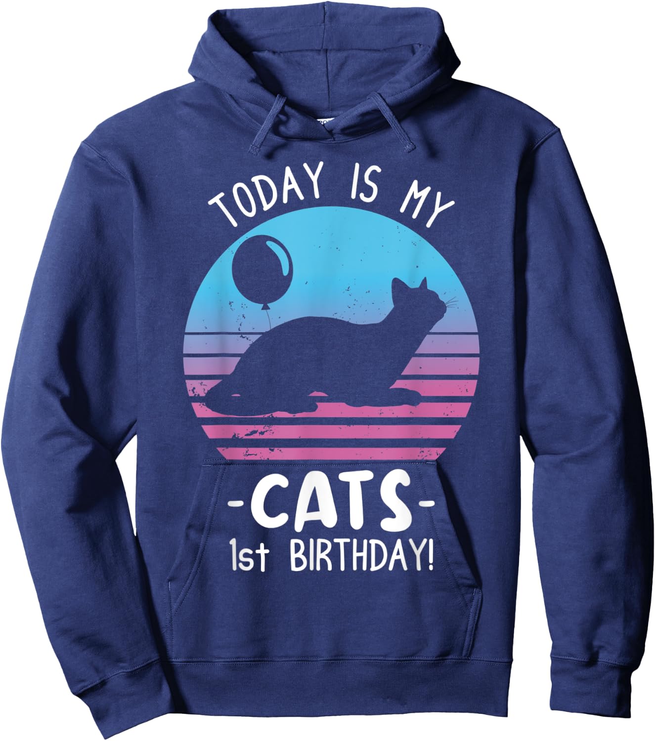 Today is my cats 1st birthday! 1 Year Old Cat Birthday Women Hoodie - Hoodie | Navy