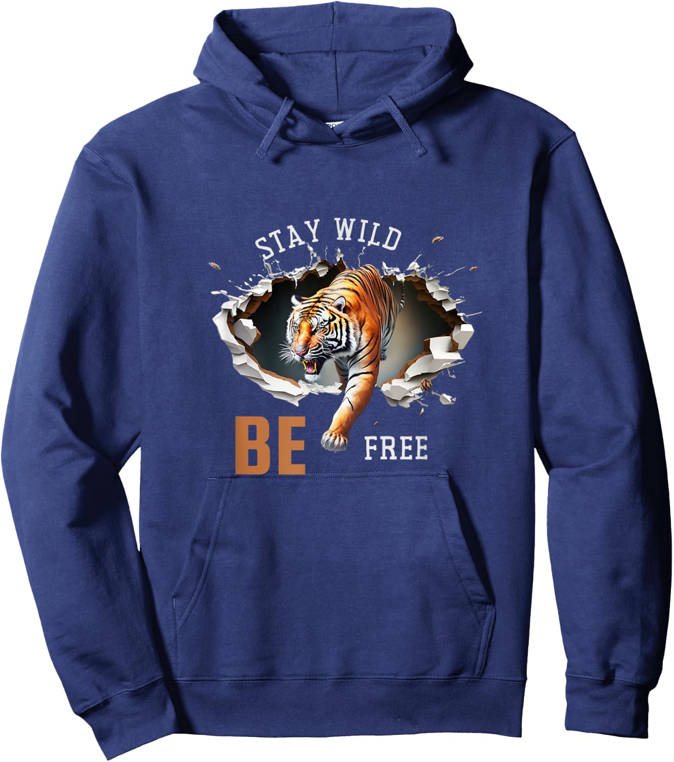 Stay Wild Be Free - Wild Tiger Design Hoodie - Hoodie | Navy