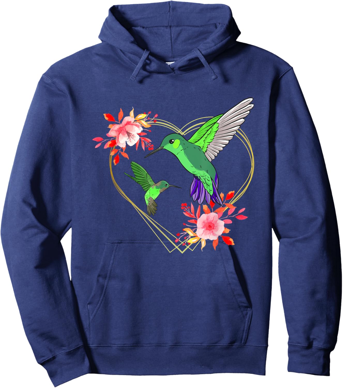 Hummingbird Red Heart Flowers Humminbird Hummingbird Bird Hoodie - Hoodie | Navy