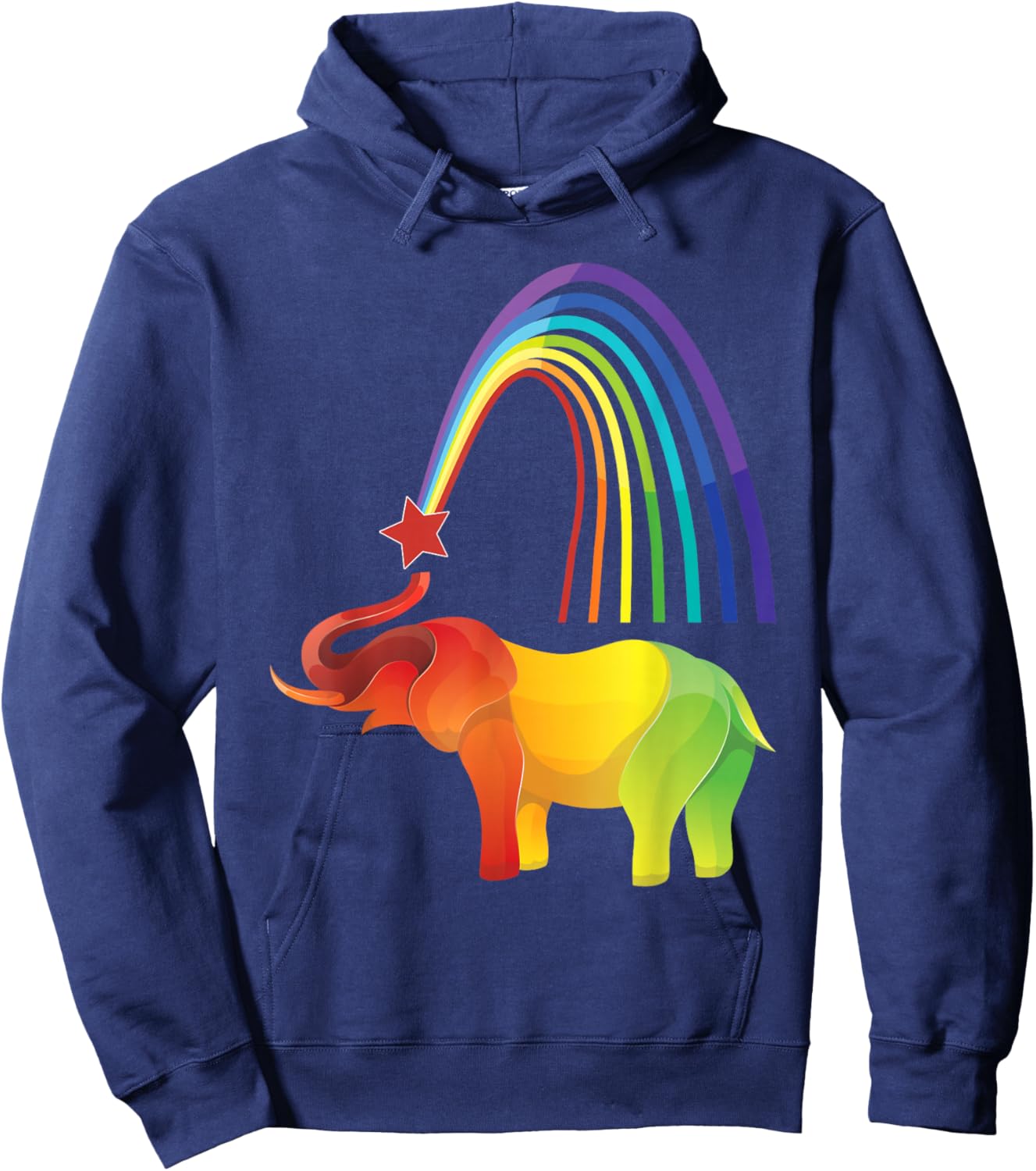 Elephant Rainbow Africa India Wilderness Safari Wild Animals Hoodie - Hoodie | Navy
