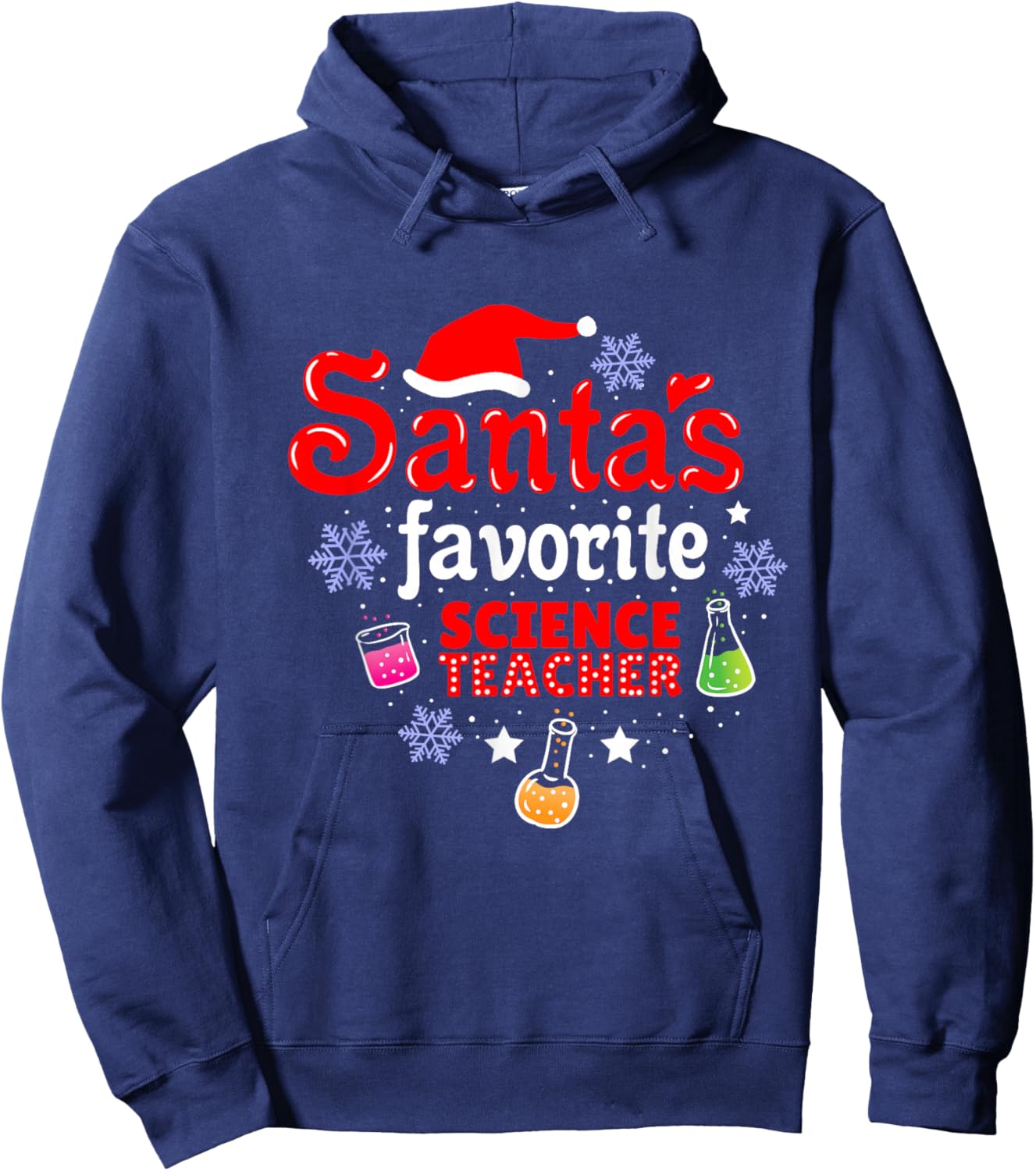 Santas Favorite Science Teacher Christmas Hoodie - Hoodie | Navy