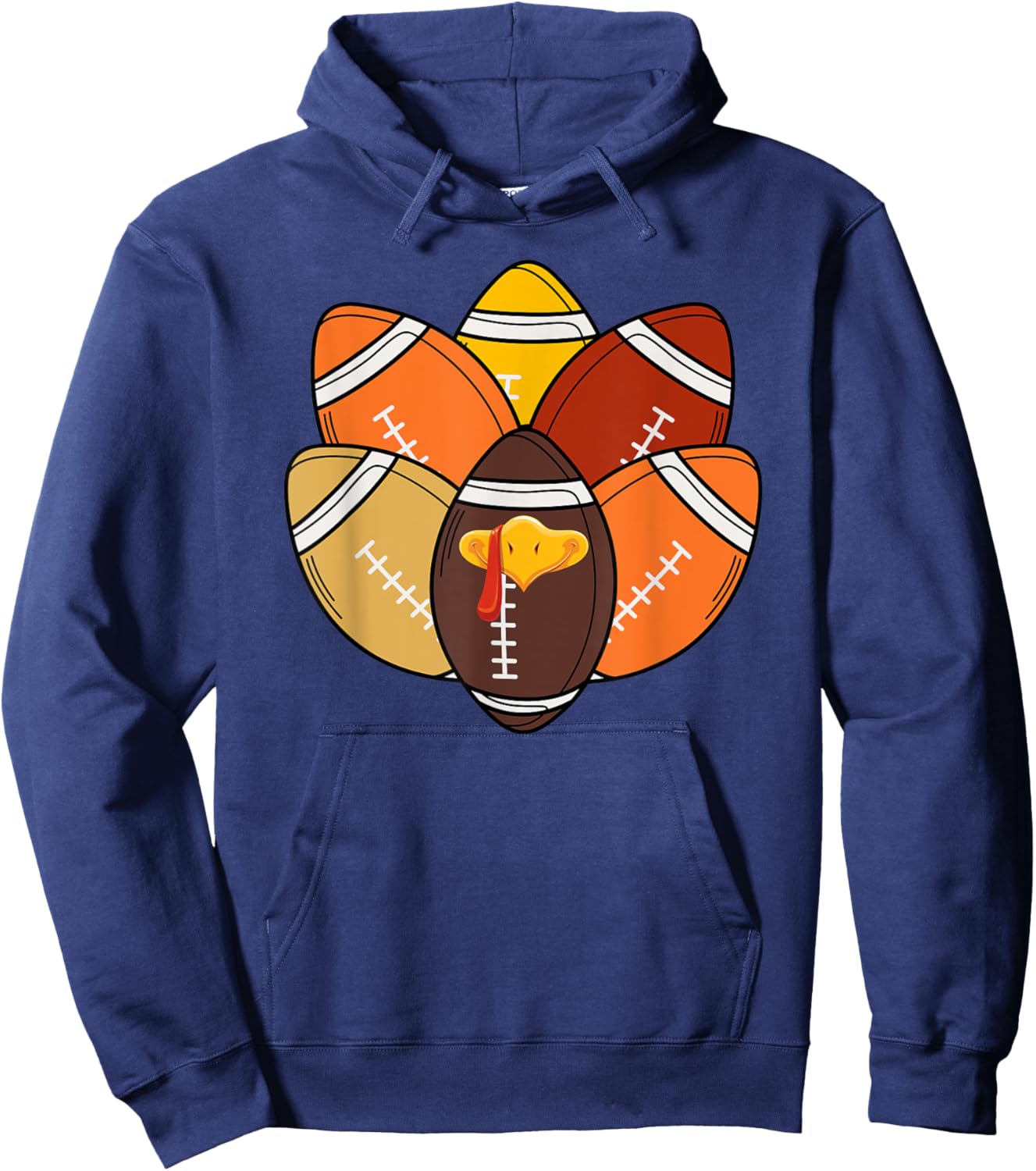 Football Player Turkey Funny Thanksgiving Day Hoodie - Hoodie | Navy