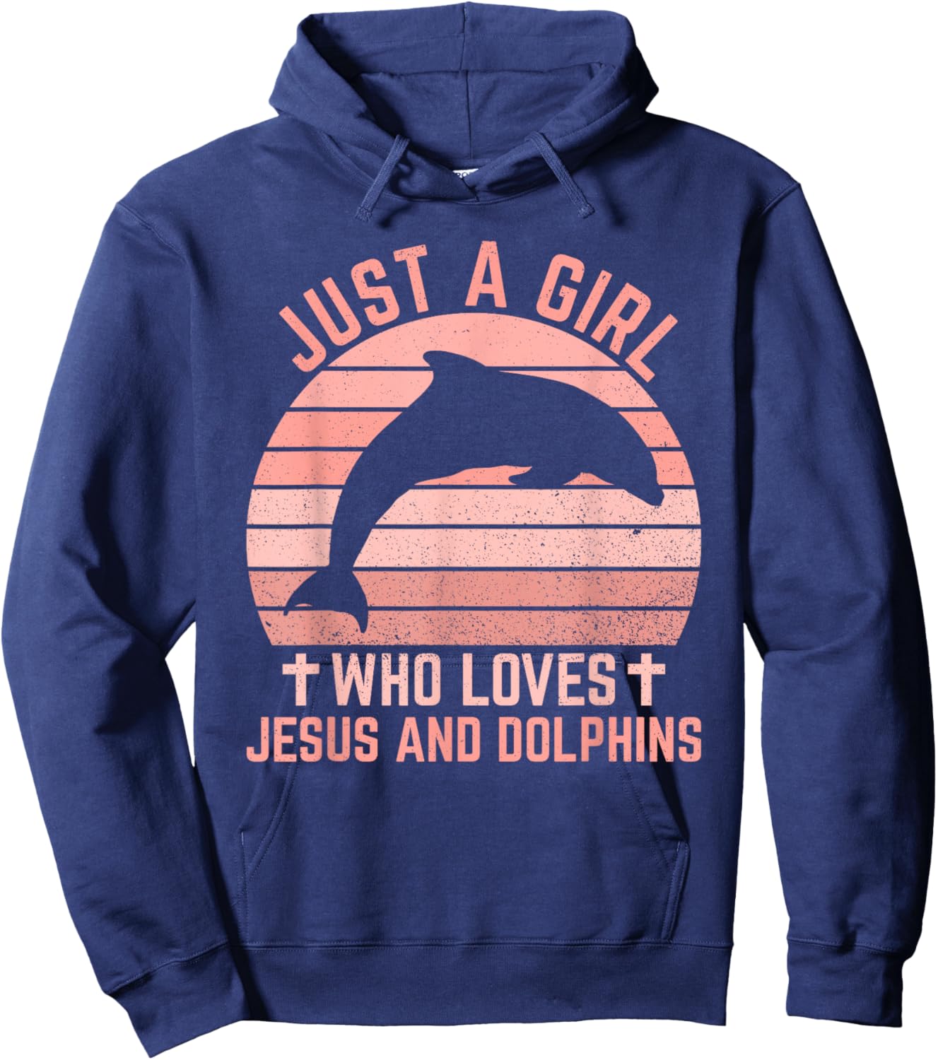 Jesus And Dolphins - Christian Girl And Women Hoodie - Hoodie | Navy