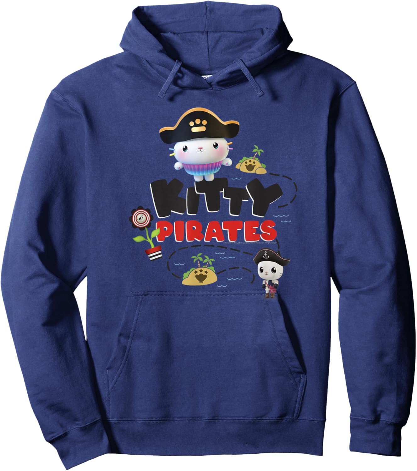Gabby's Dollhouse Kitty Pirates Treasure Map Hoodie - Hoodie | Navy