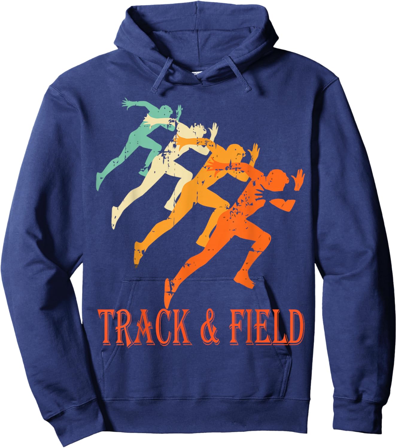 Retro Running Vintage Track and Field Hoodie - Hoodie | Navy