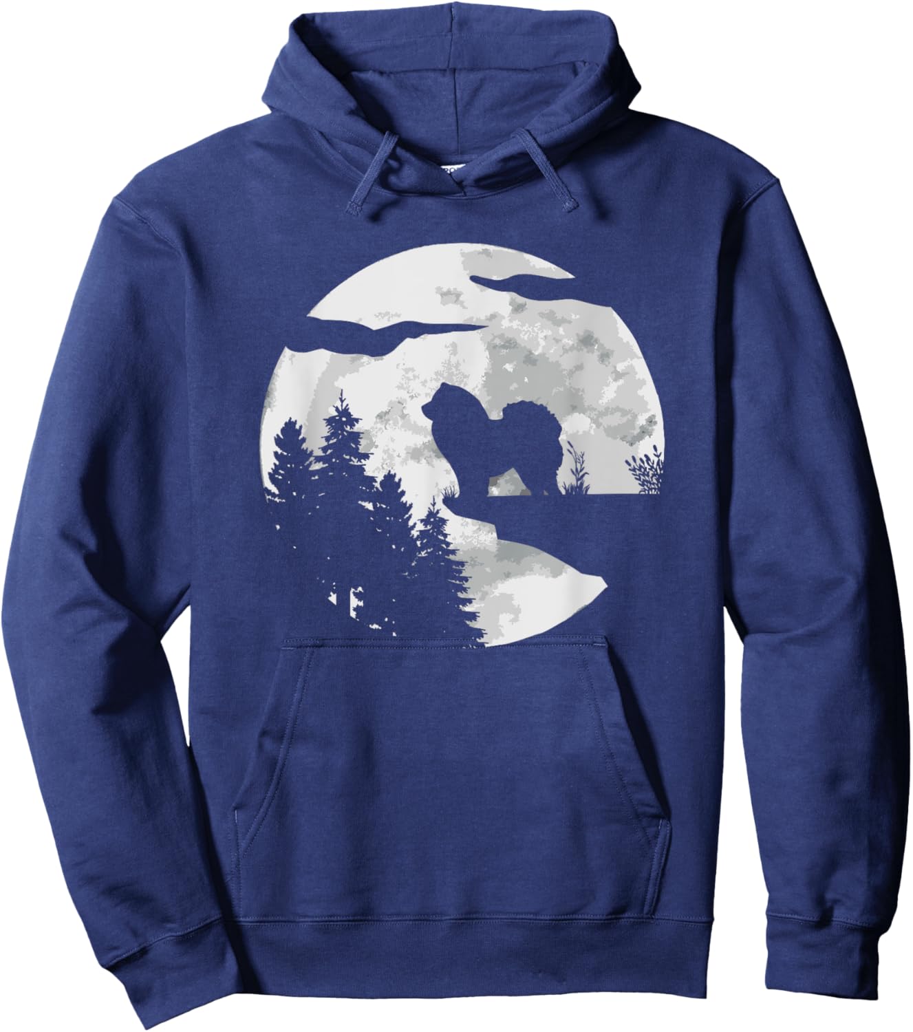 Chow Chow Dog Breed Full Moon at Night - Dog Owner Chow Chow Men Women Girls Kids Hoodie - Hoodie | Navy