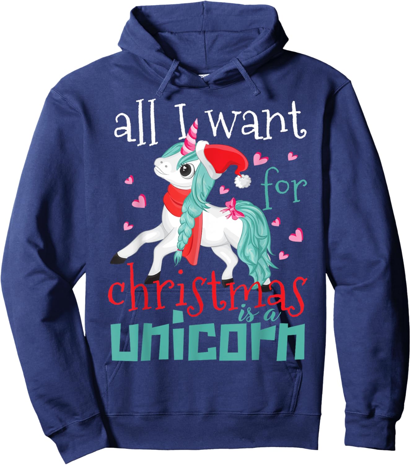 All I want for Christmas is a Unicorn Hoodie - Hoodie | Navy