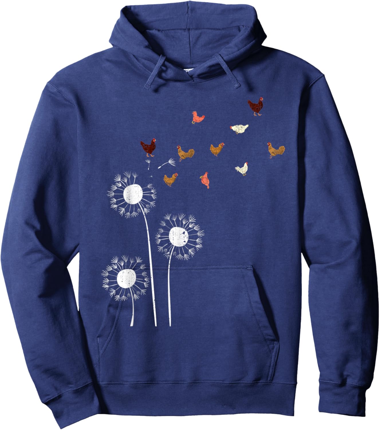 Poultry Farm Animal Farming Farmer Bird Dandelion Chicken Hoodie - Hoodie | Navy