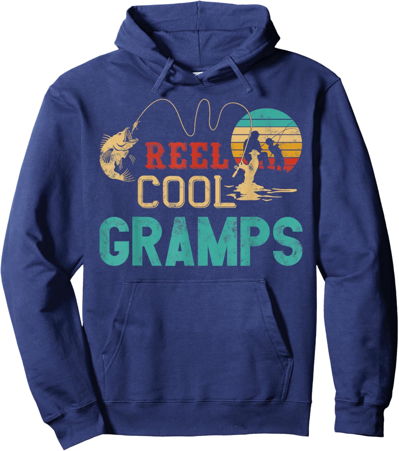 Reel Cool Gramps vintage funny fishing rod gifts for Gramps Hoodie - Hoodie | Navy
