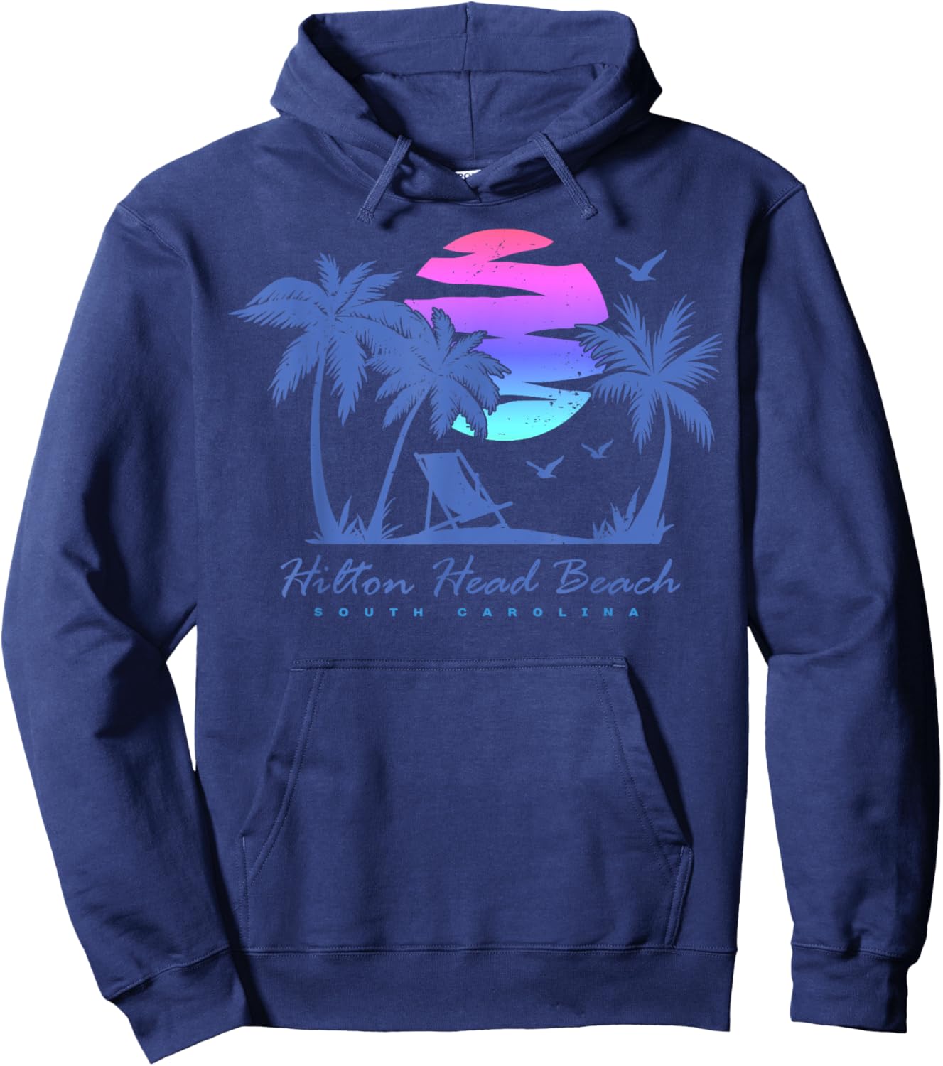 HILTON HEAD BEACH SOUTH CAROLINA Vacation Vintage Sunset Men Women Kids Hoodie - Hoodie | Navy