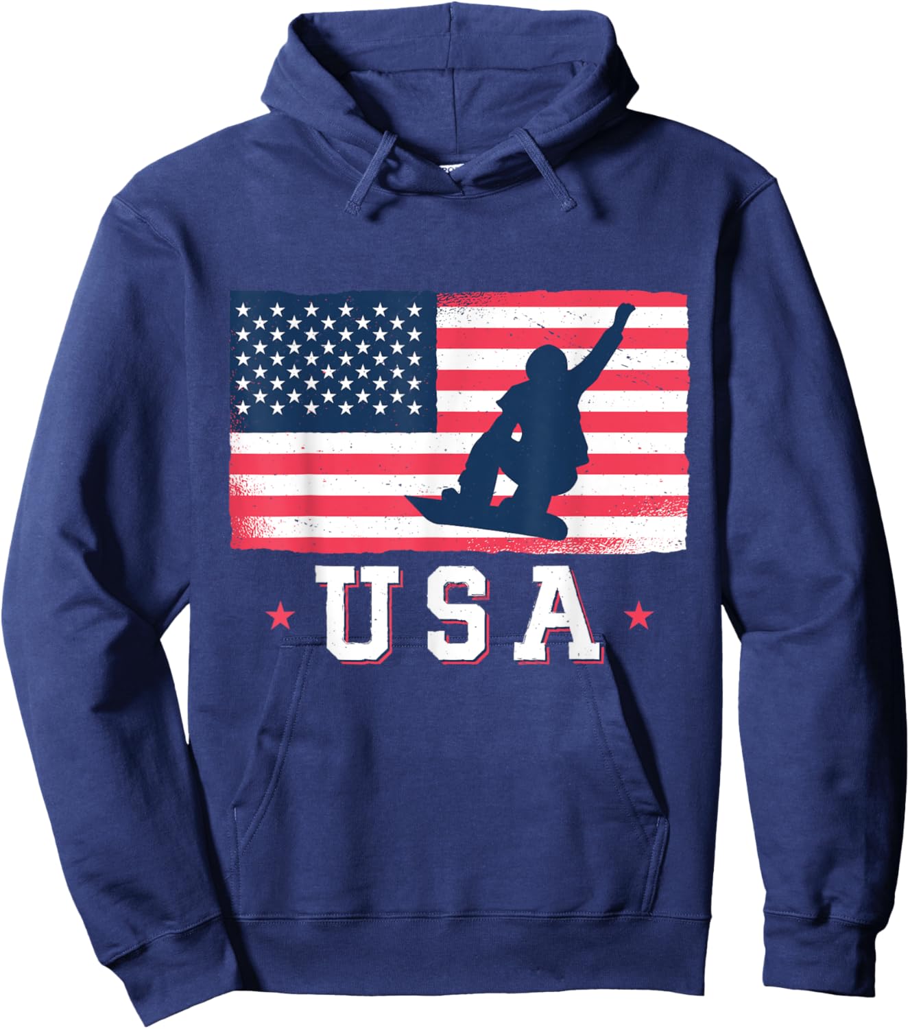 Snowboarding USA American Flag Snowboard Women Kids Men Hoodie - Hoodie | Navy