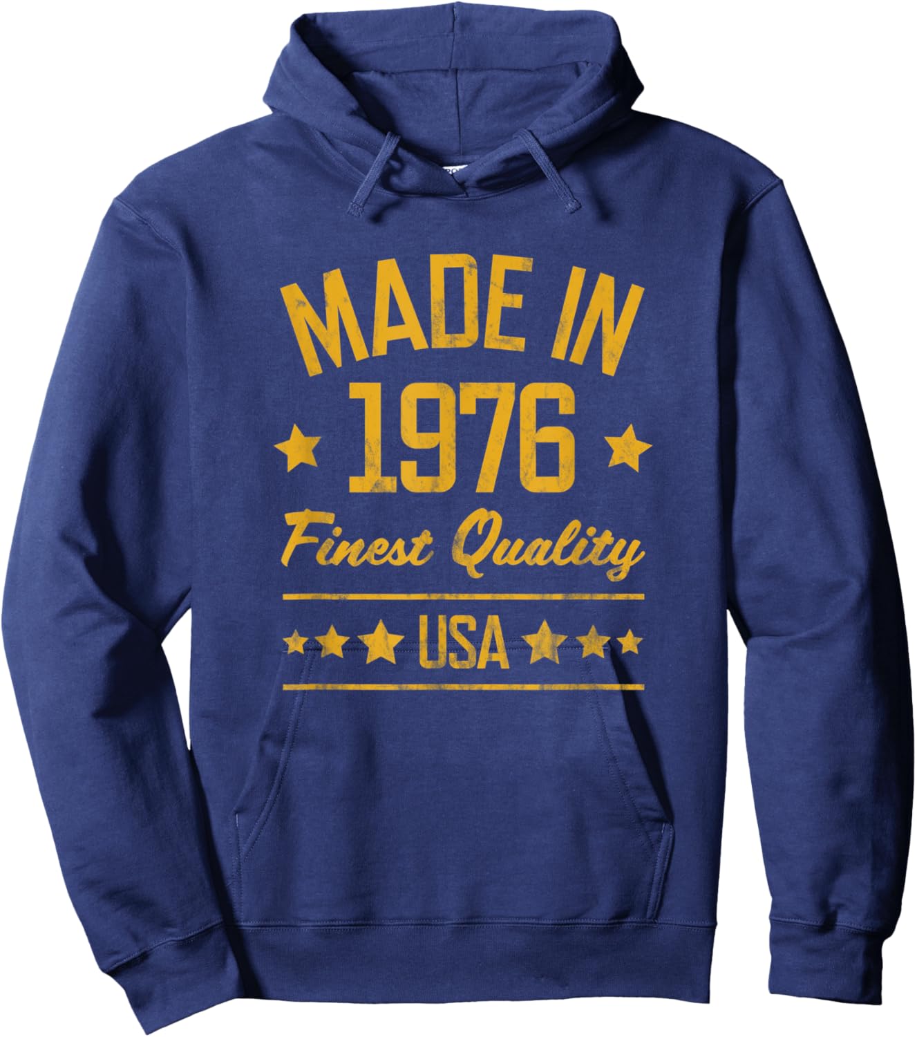 Made in 1976 Finest USA Yellow Gold Print Hoodie - Hoodie | Navy