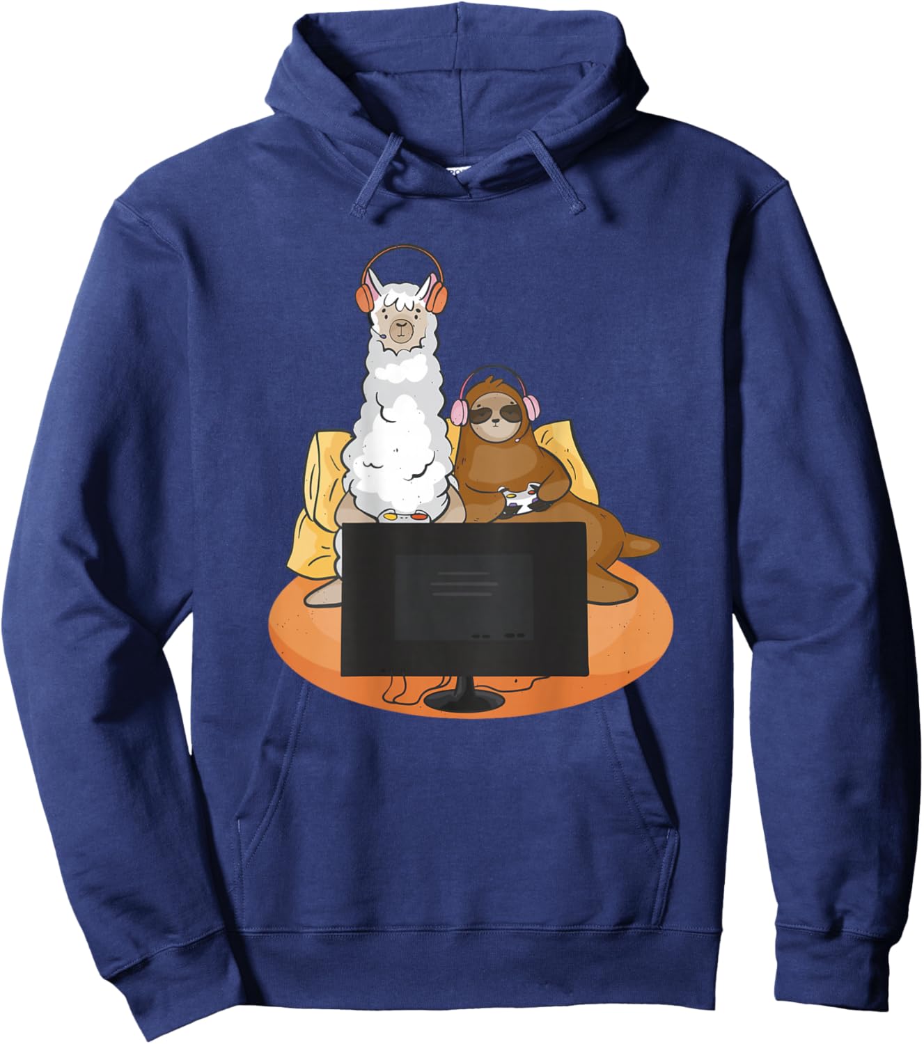 Fun sloth and llama playing Hoodie - Hoodie | Navy