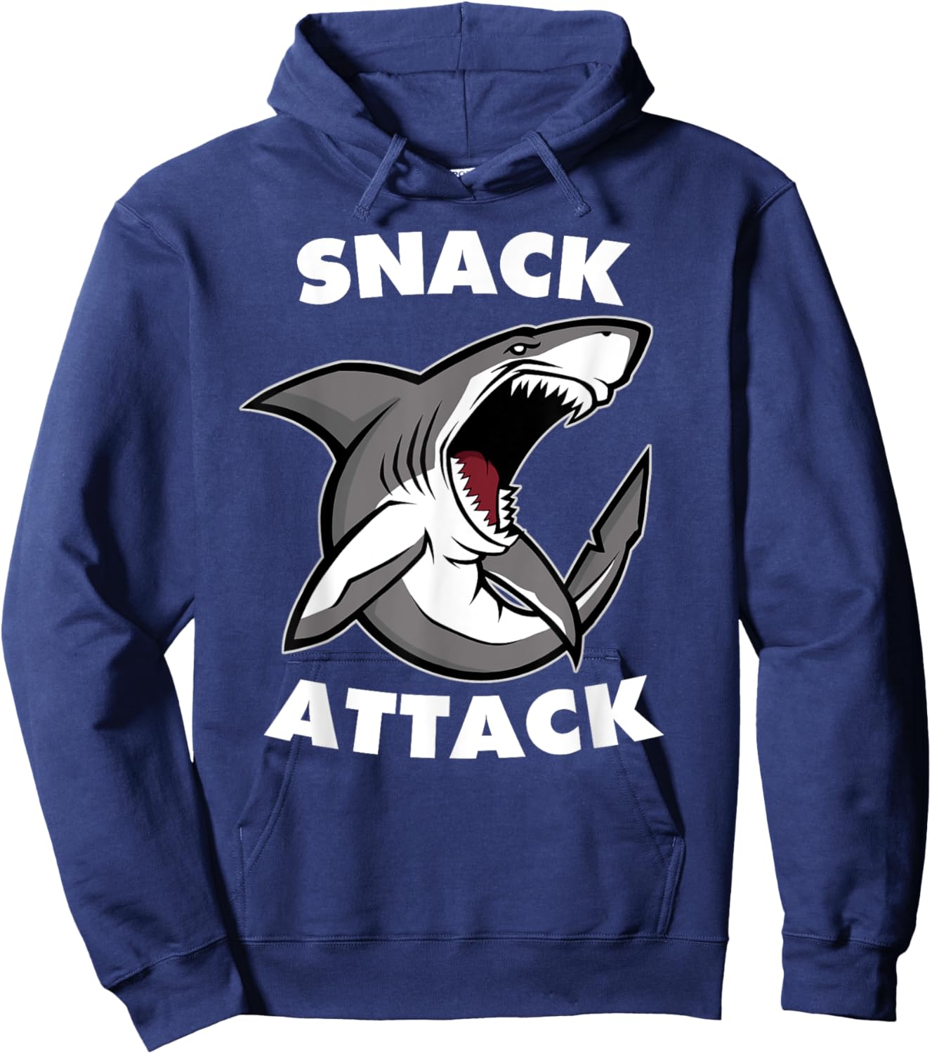 Shark Snack Attack Funny Hungry Shark Hoodie - Hoodie | Navy