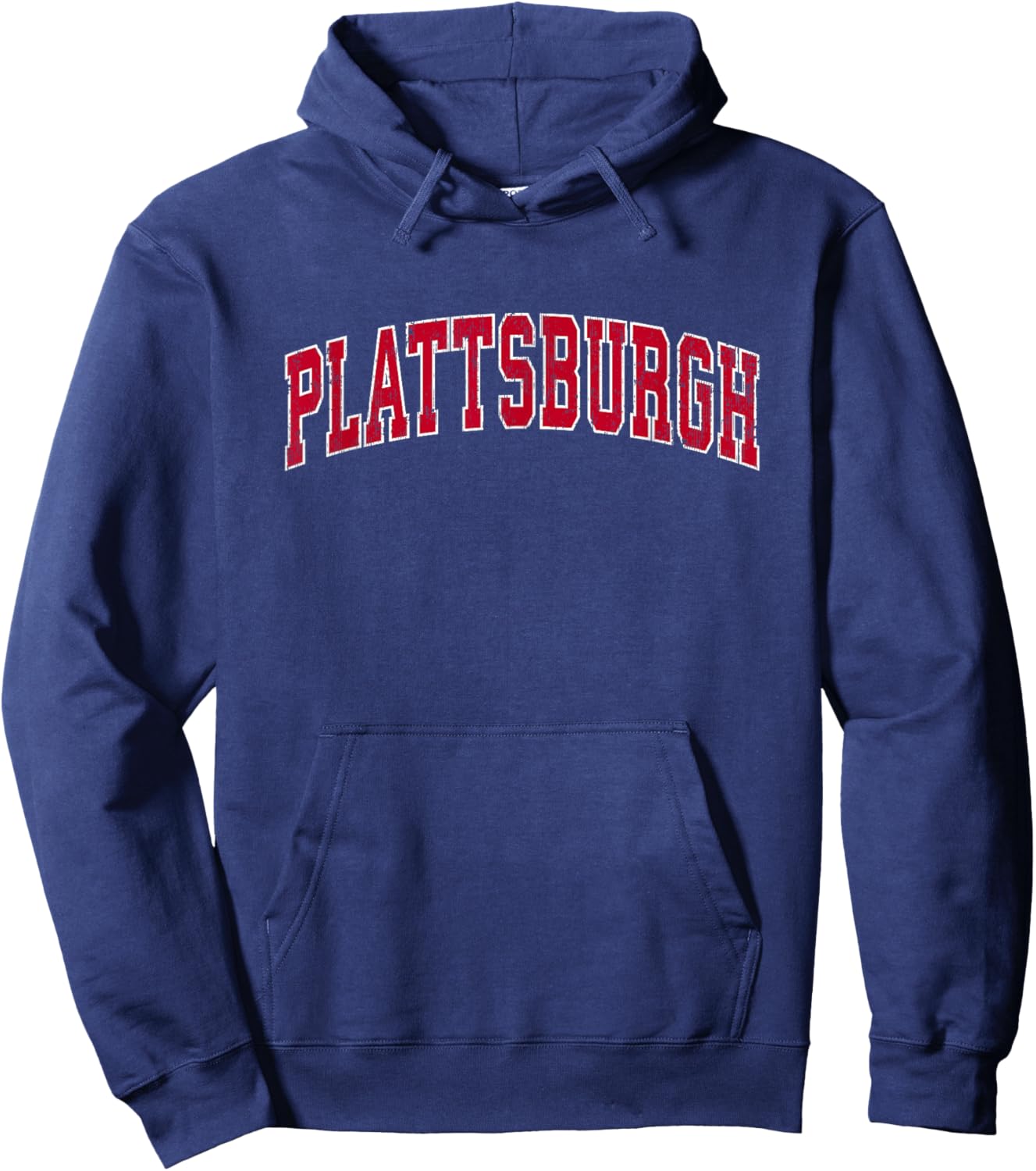 Plattsburgh New York NY Vintage Sports Design Red Design Hoodie - Hoodie | Navy