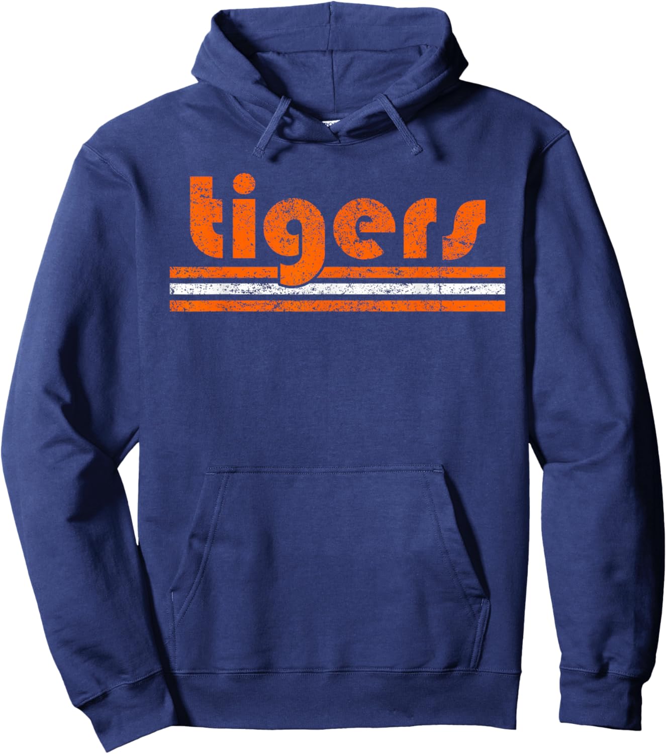 Vintage Tigers Retro Three Stripes Weathered Hoodie - Hoodie | Navy