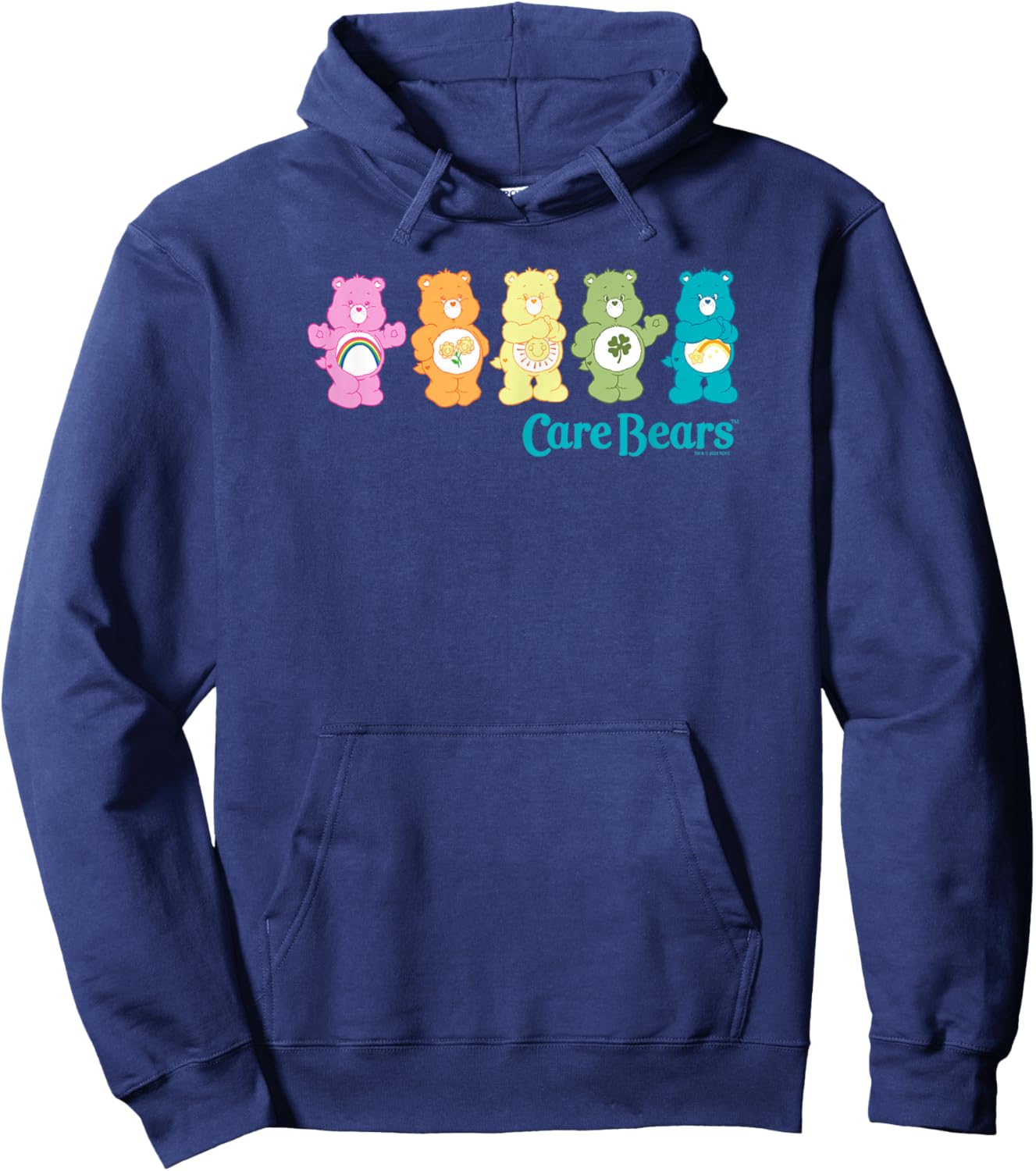 Care Bears Classic Vintage Rainbow Bears Line Up Logo Hoodie - Hoodie | Navy