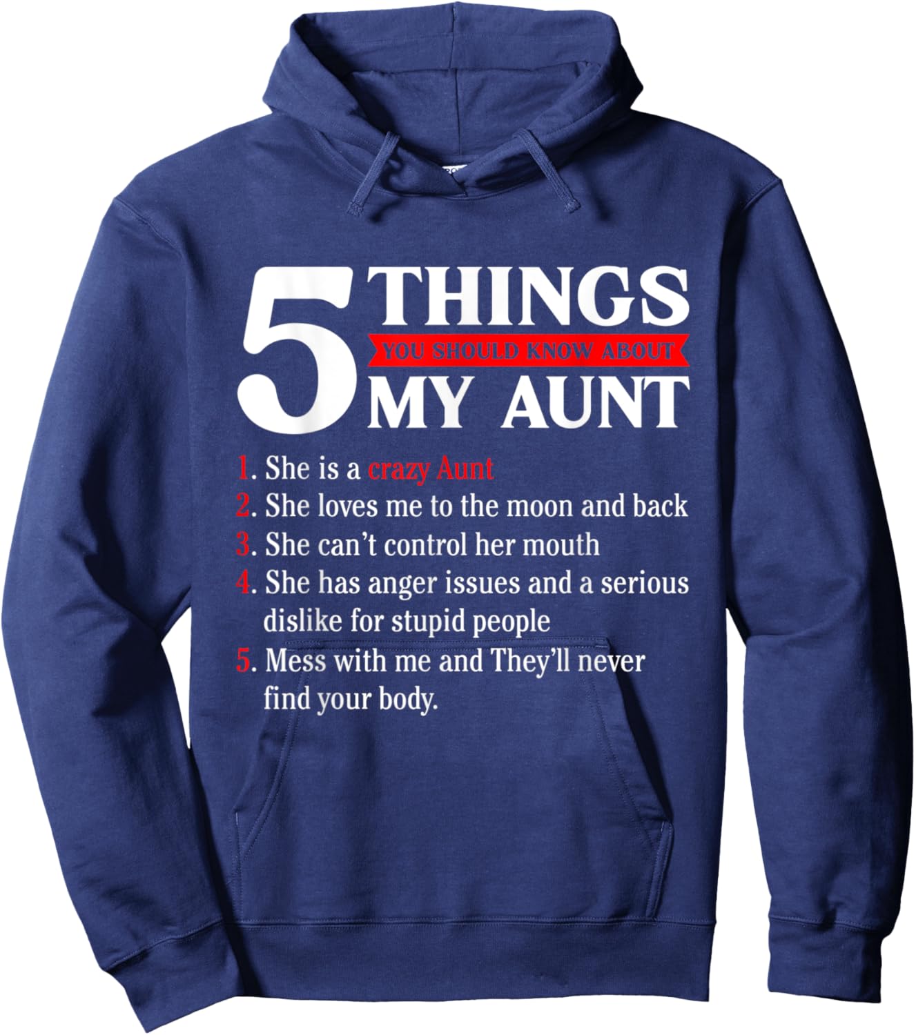 Funny 5 Things You Should Know About My Aunt Mother's Day Hoodie - Hoodie | Navy