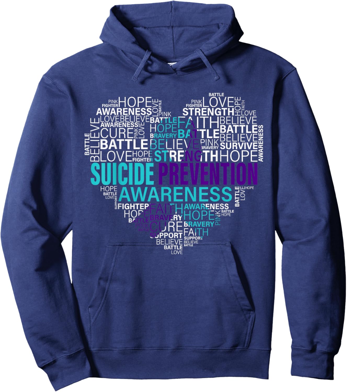 Suicide Prevention Awareness Fight Hope Strong Warriors Hoodie - Hoodie | Navy